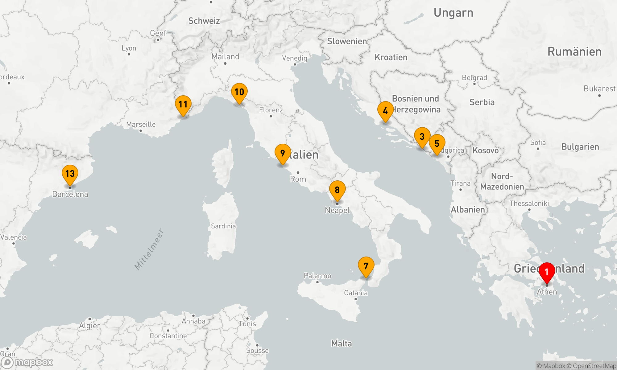 Route 12 Nächte - ITALIEN,  KROATIEN & FRANKREICH