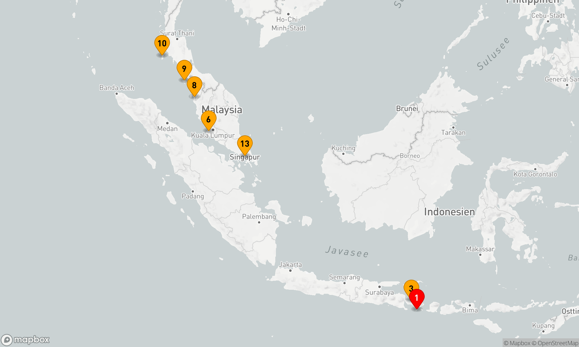 Route 12 Nächte - BALI,  MALAYSIA & THAILAND