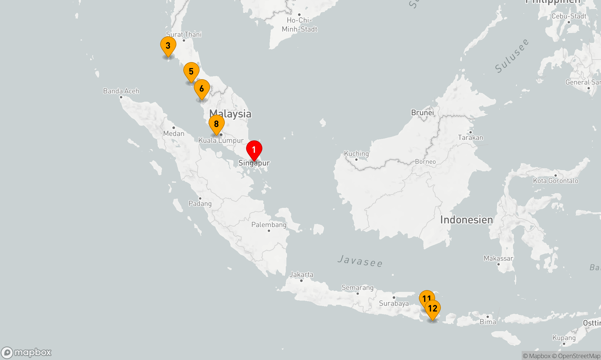 Route 12 Nächte - BALI,  MALAYSIA & THAILAND