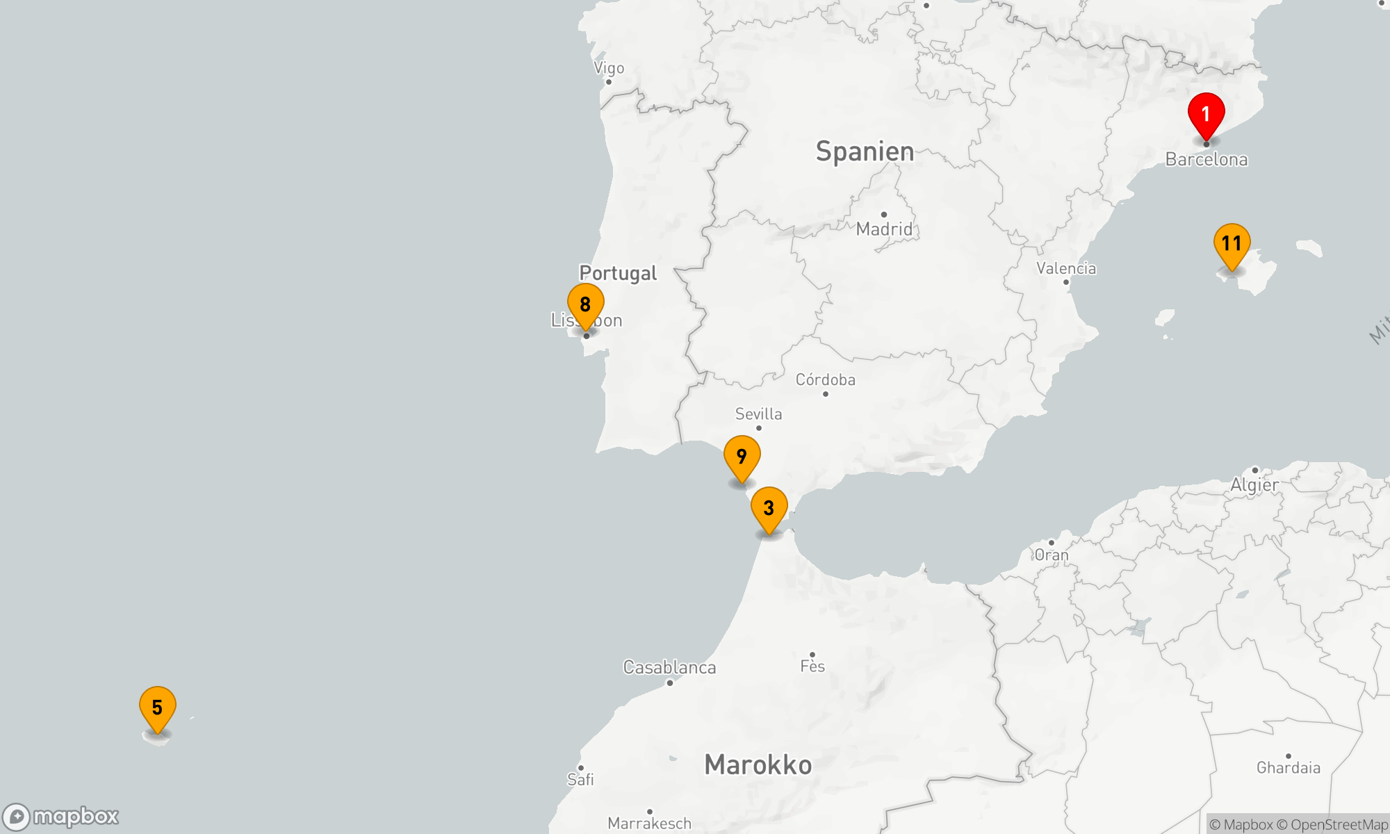 Route 11 Nächte - SPANIEN,  PORTUGAL & MAROKKO