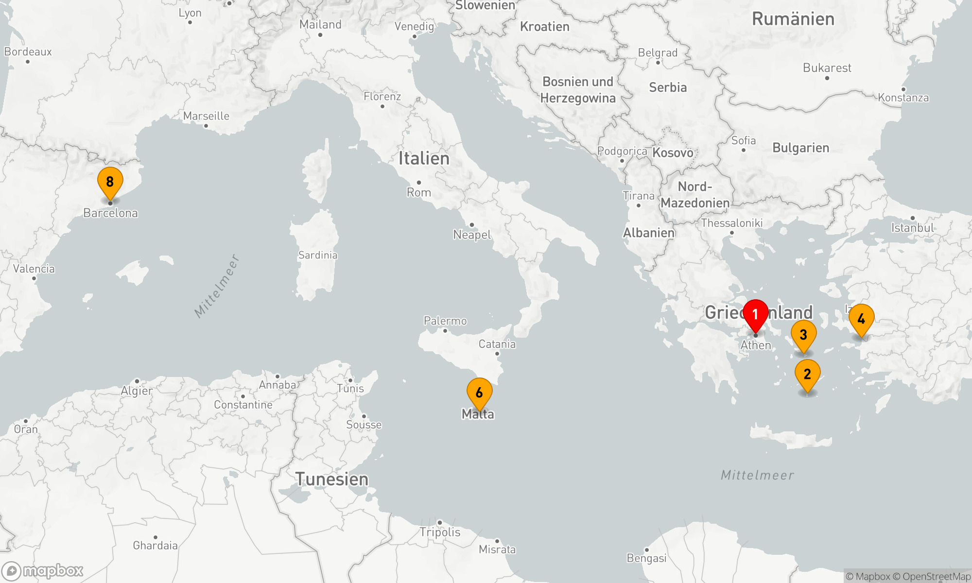Route 7 Nächte - GRIECHENLAND,  MALTA & TÜRKEI KREUZFAHRT