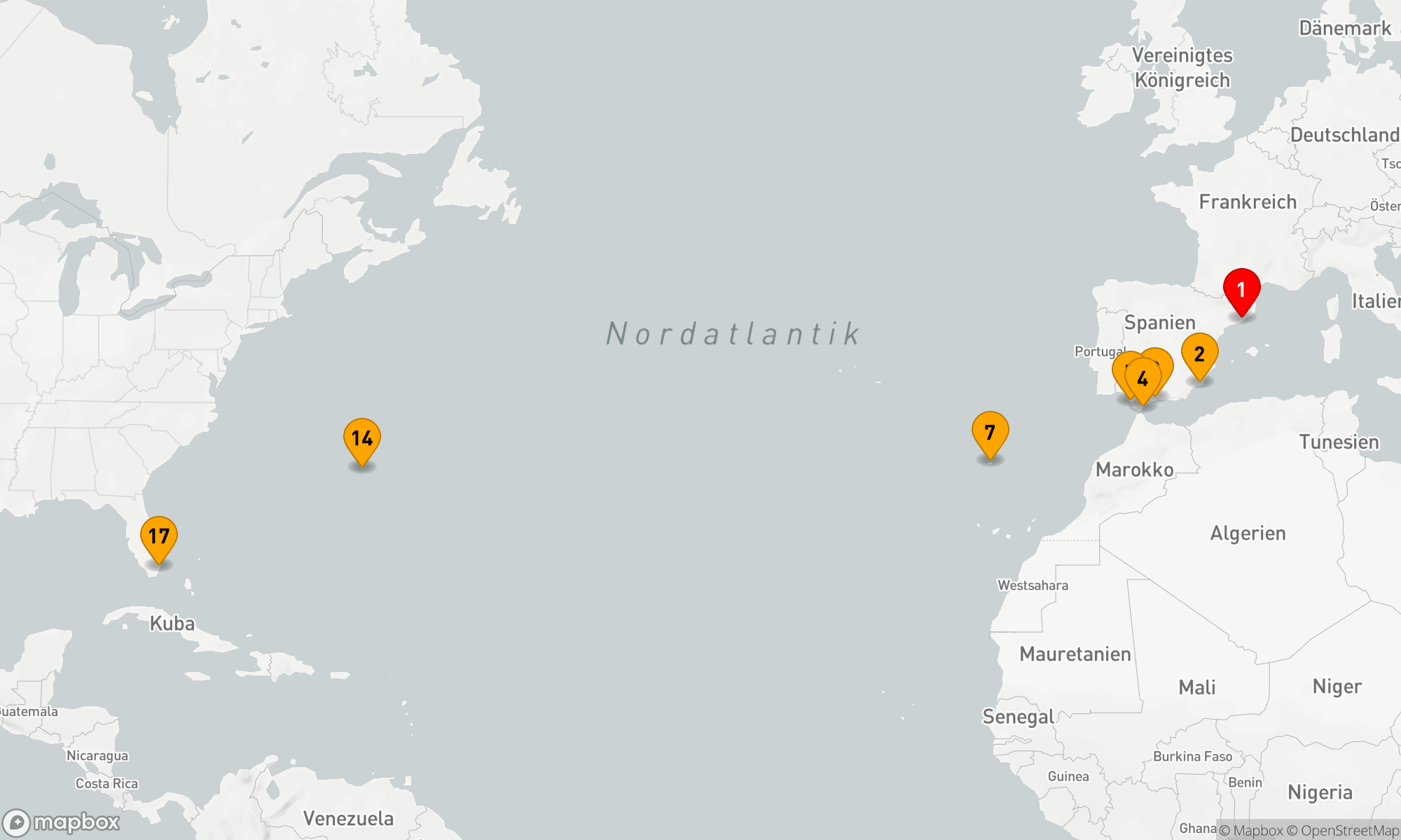 Route 16 Nächte - SPANIEN & BERMUDA TRANSATLANTIK