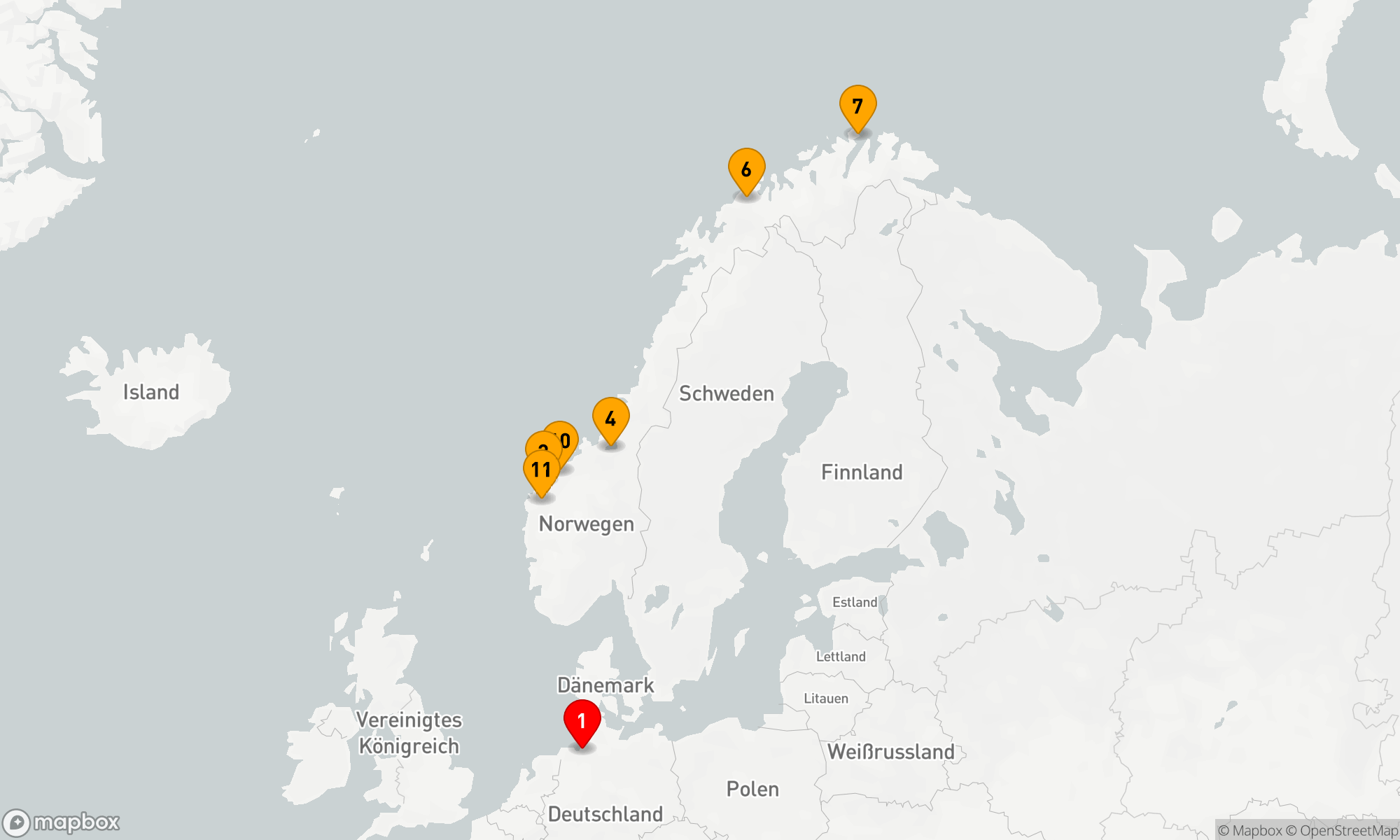 Route 12 Nächte - Norwegens Fjordwelten mit Nordkap