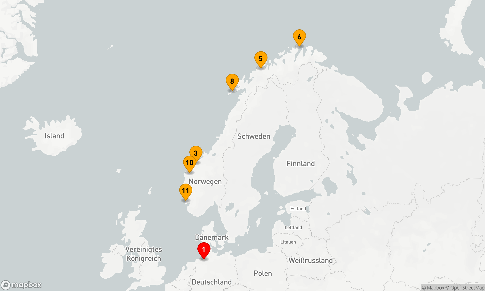 Route 12 Nächte - Norwegens Fjordwelten mit Nordkap