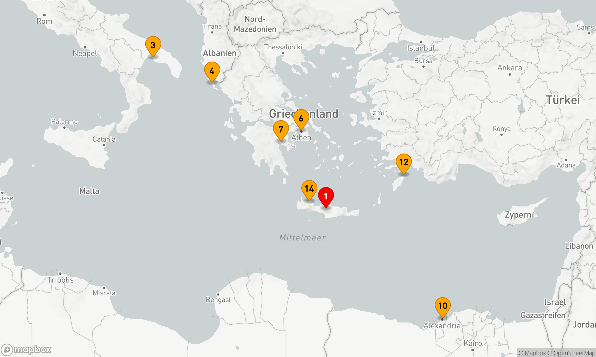 Route 14 Nächte - Vielfalt des östlichen Mittelmeers