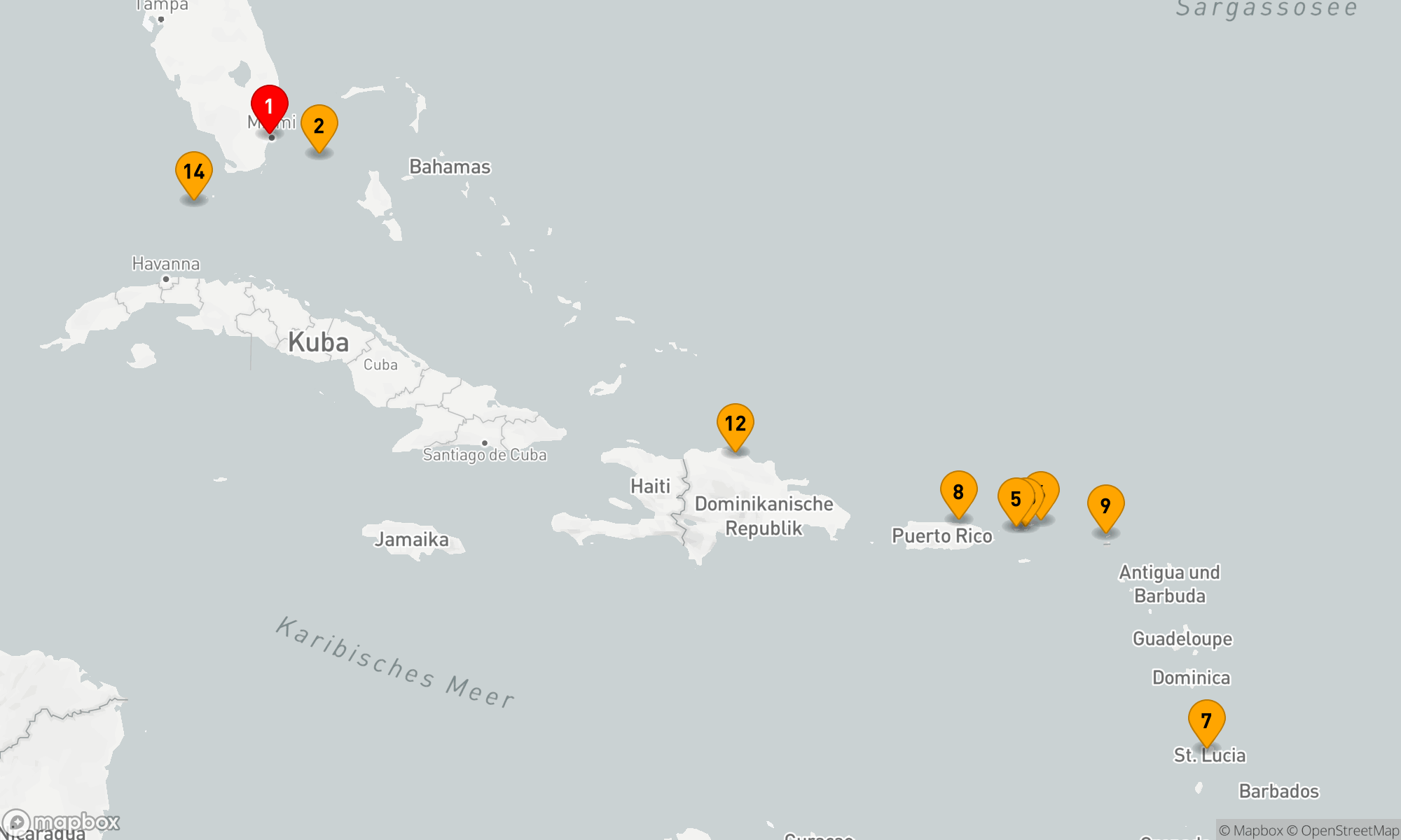 Route 14 Nächte - Karibische Inselträume ab Miami