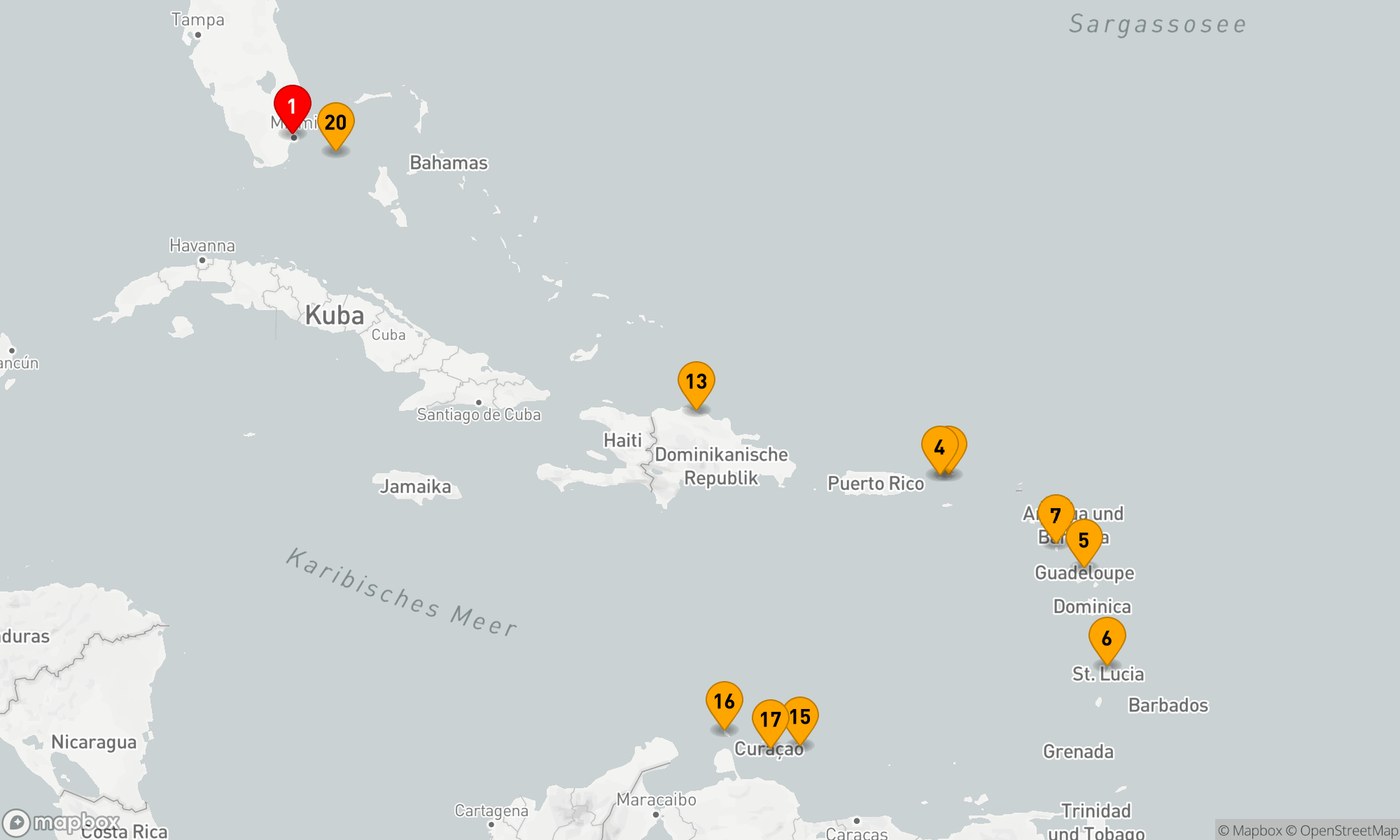 Route 20 Nächte - Karibische Schätze & Inseltraum