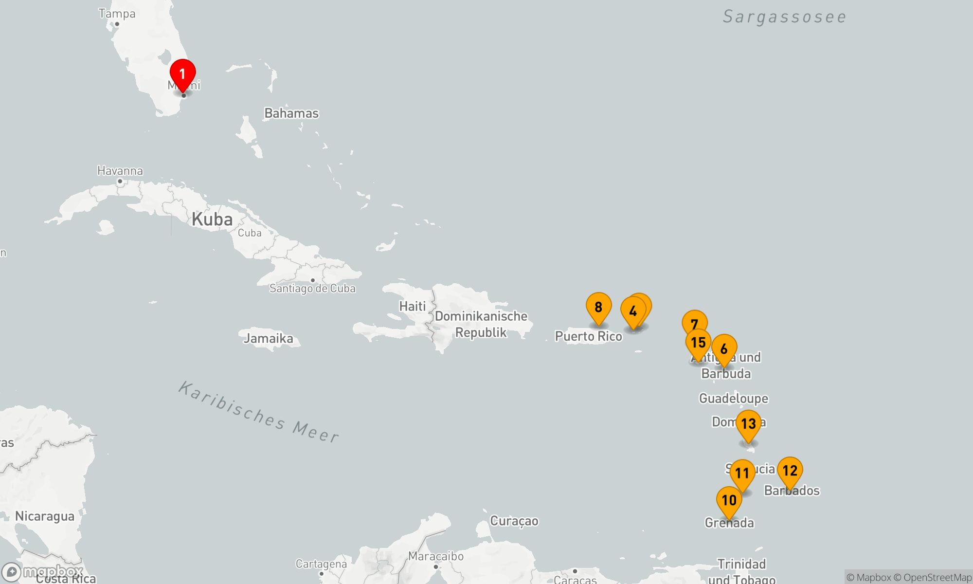 Route 15 Nächte - Karibische Inselträume