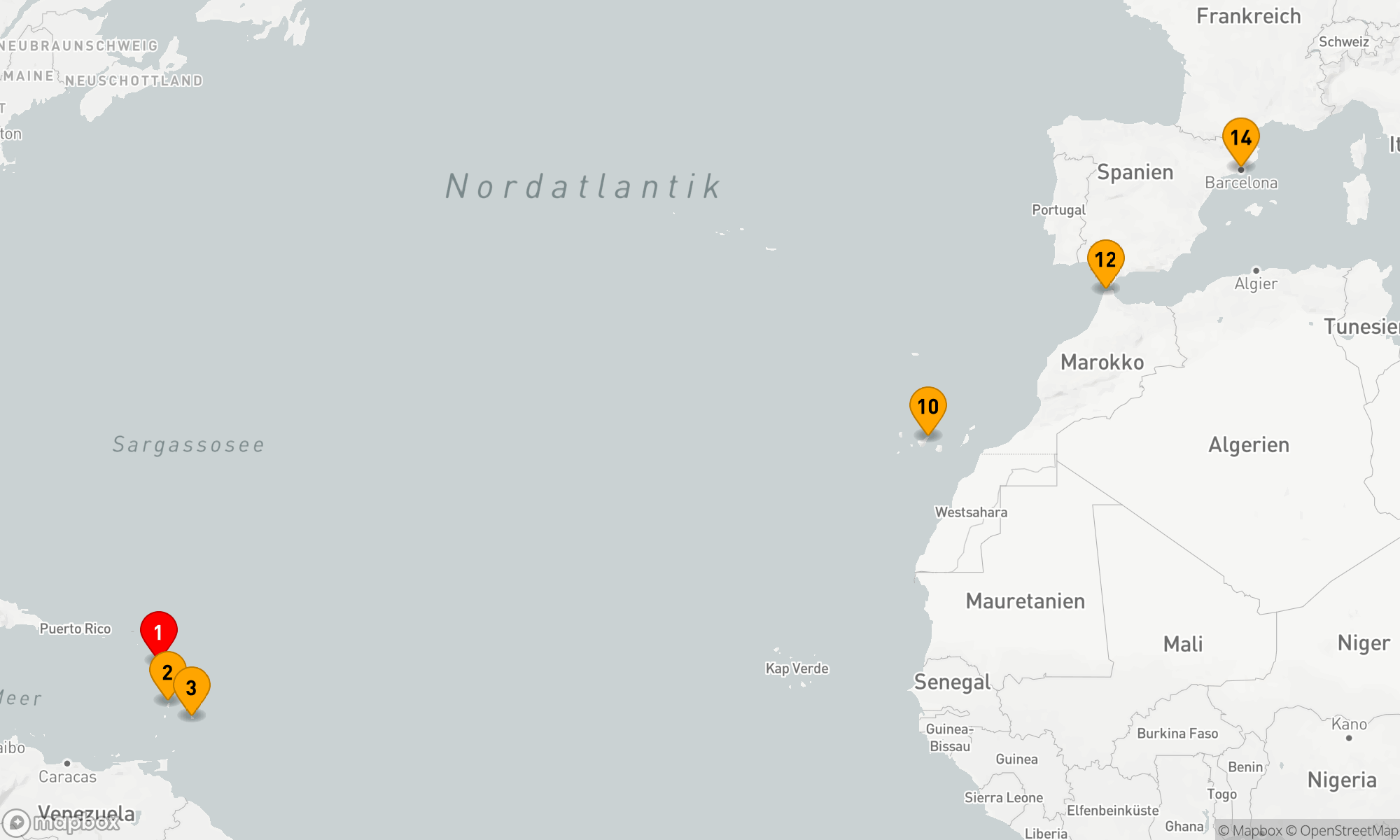Route 13 Nächte - Mediterrane Paradiese und Karibische Träume