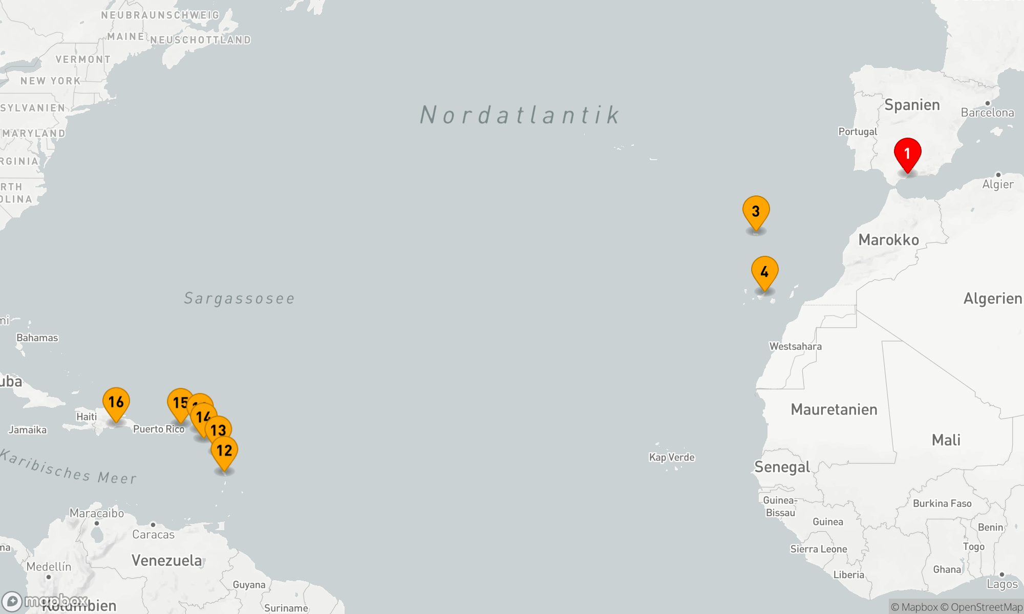 Route 15 Nächte - Karibische Abenteuerreise: Von der Algarve in die Tropen