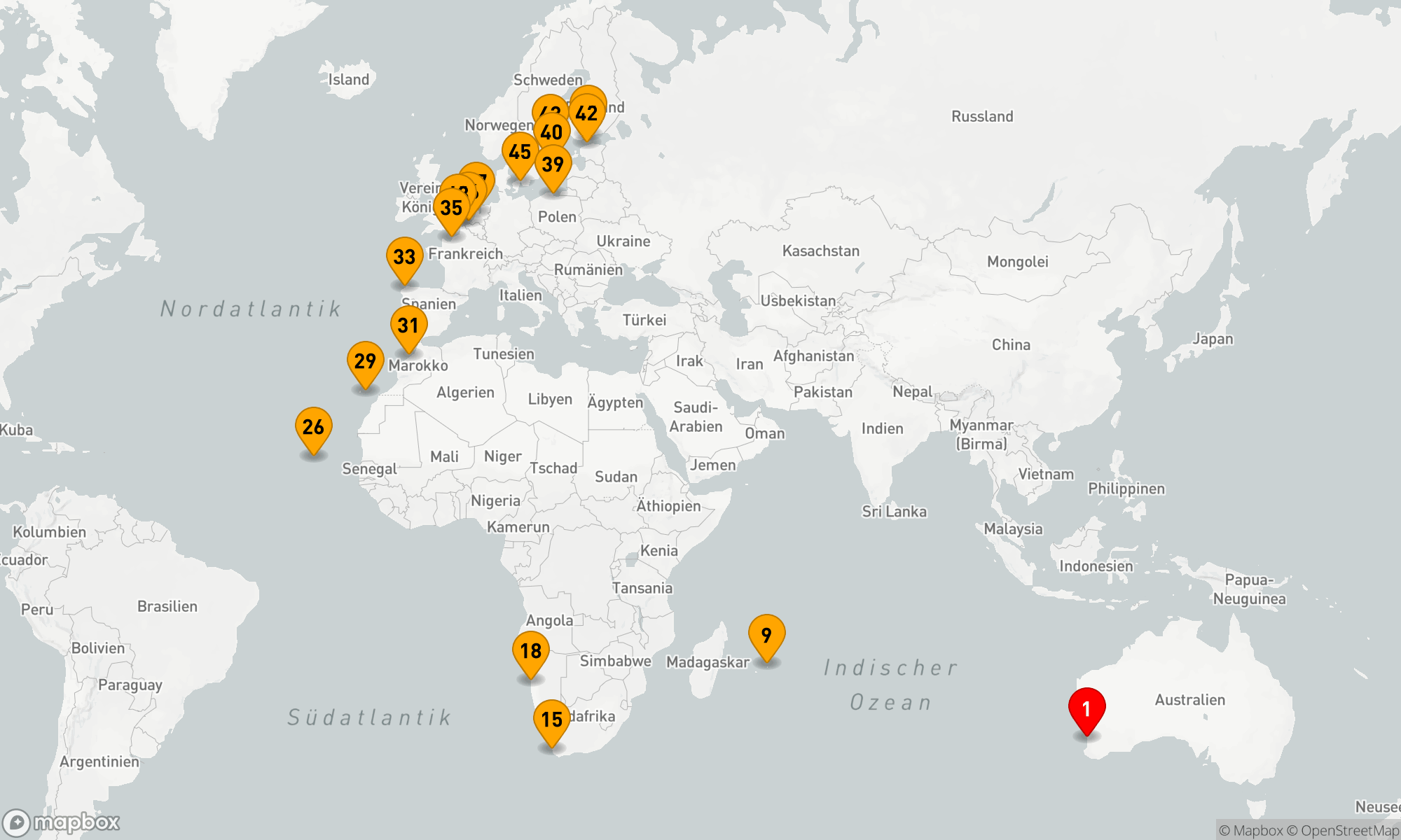 Route 47 Nächte - Weltweite Kreuzfahrt - Perth nach London