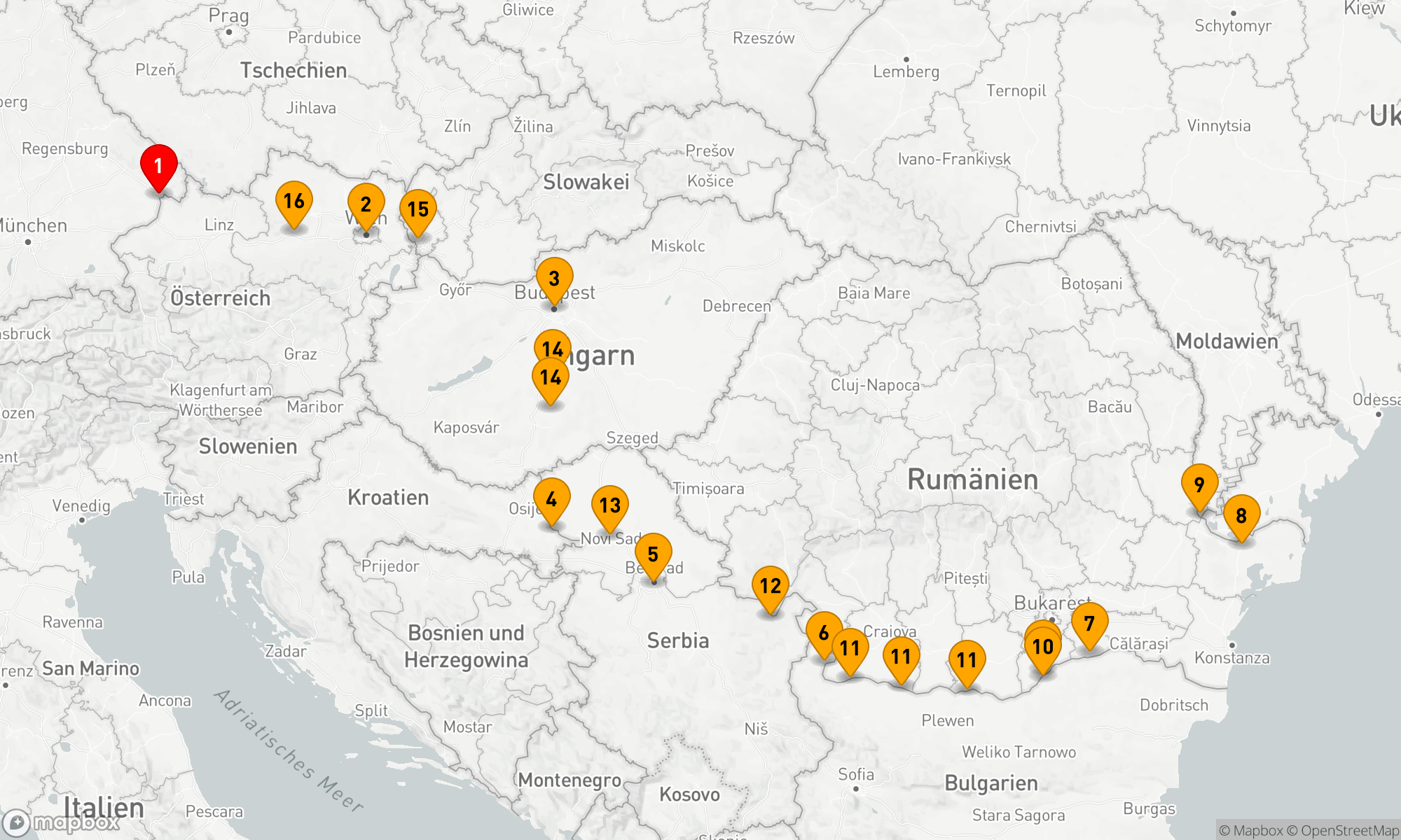 Route 16 Nächte - Donau Premium