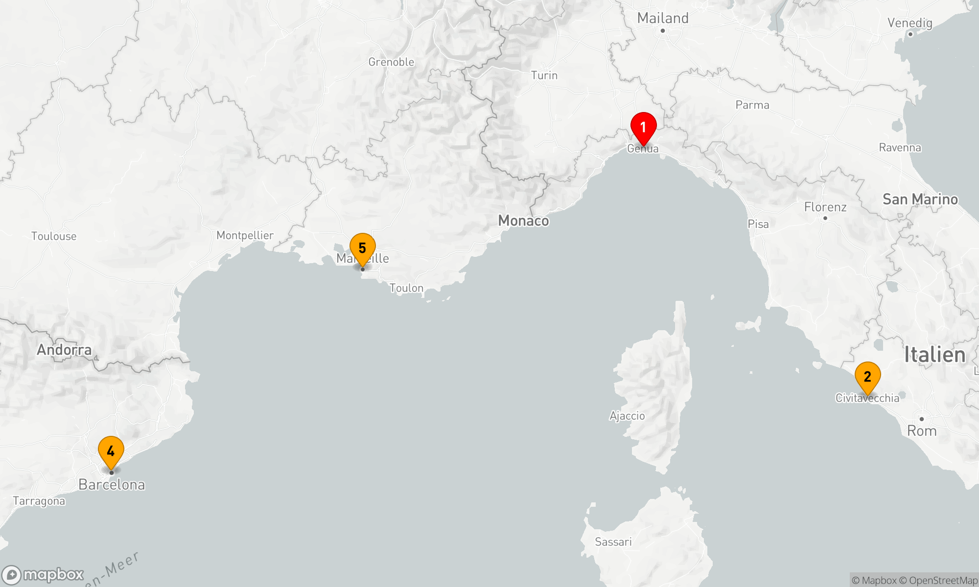 Route 5 Nächte - Mediterrane Entdeckungsreise ab Genua