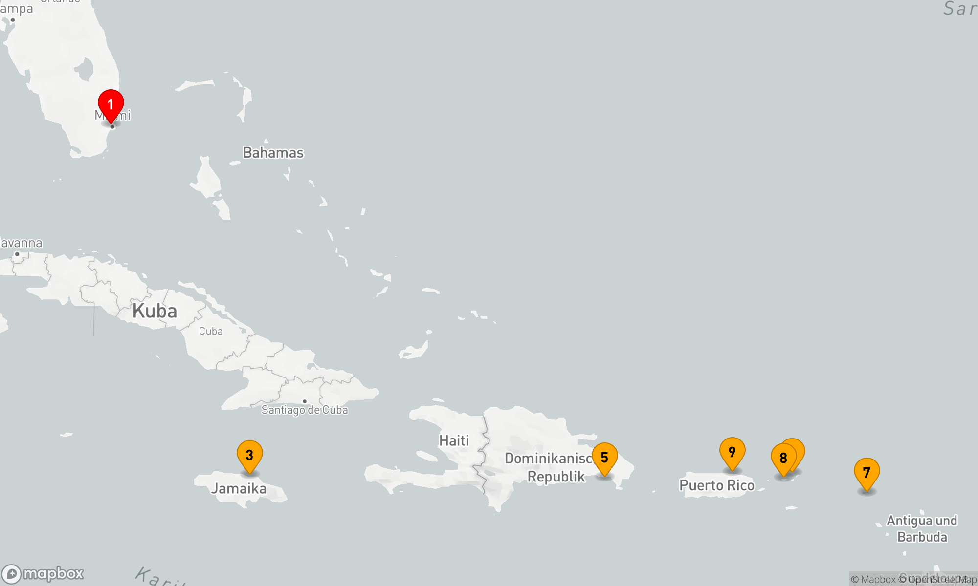 Route 8 Nächte - Karibische Inselträume Reise
