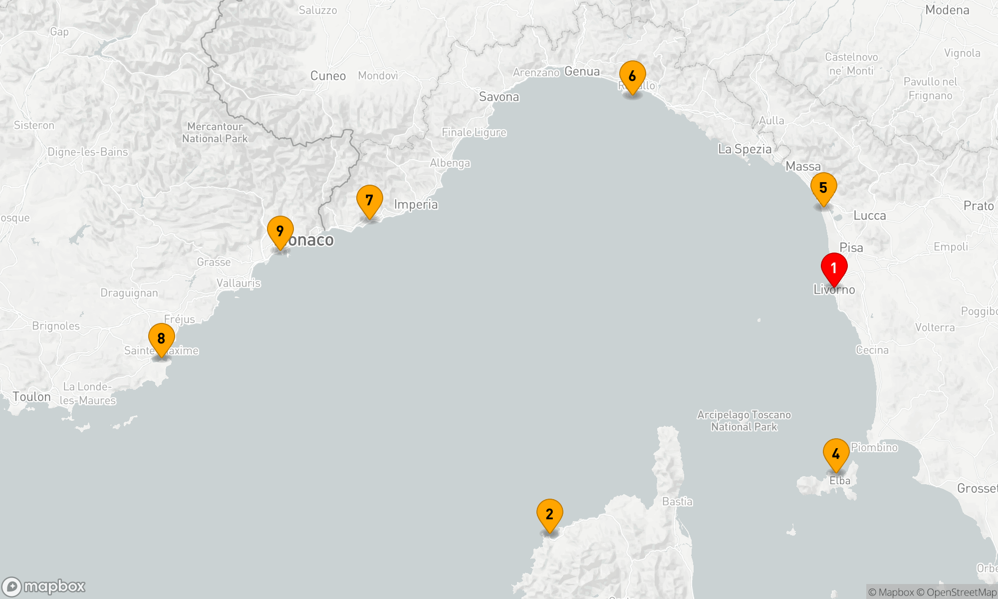 Route 8 Nächte - Mediterrane Eleganz: Vom Toskanischen Ufer zur Côte d'Azur