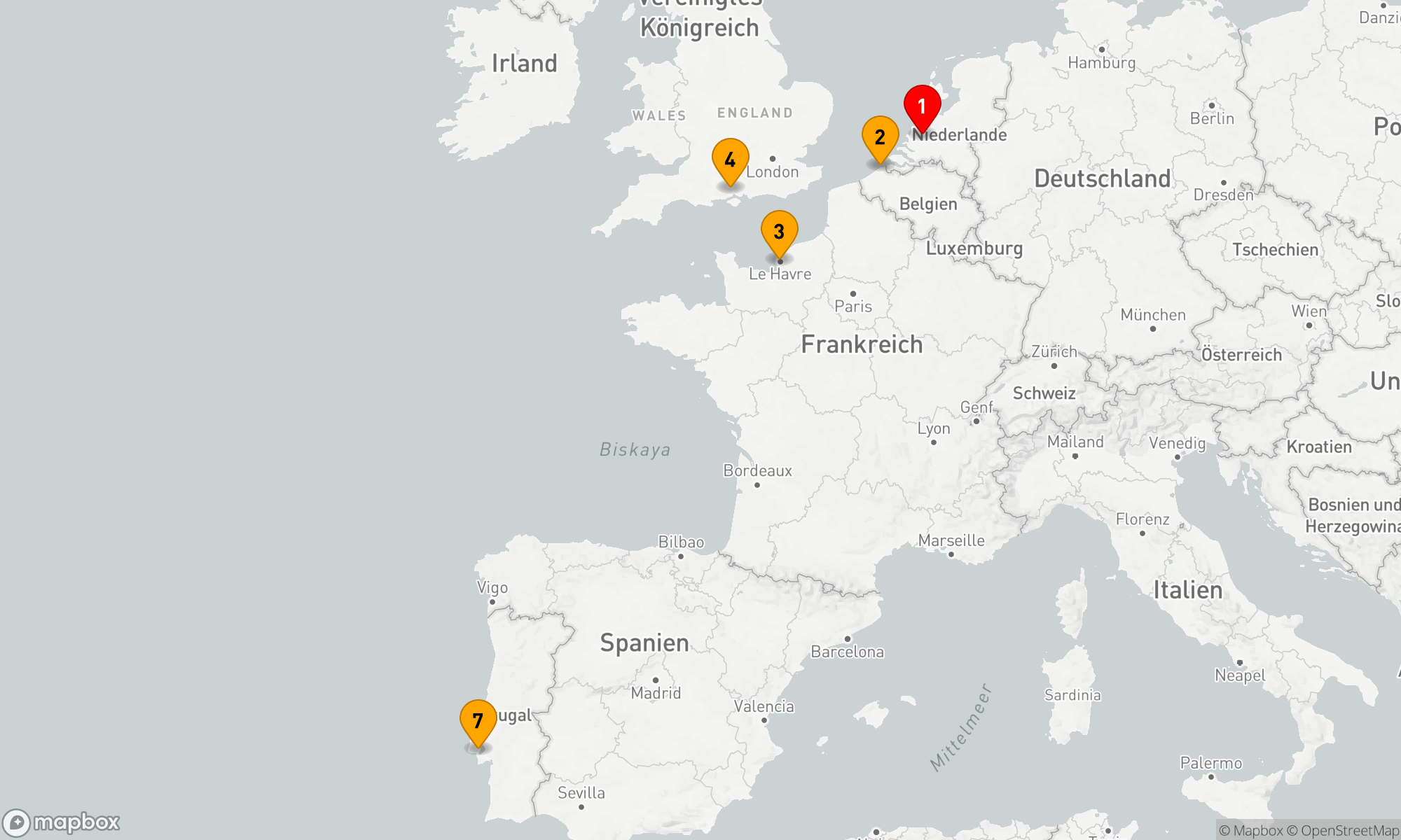 Route 6 Nächte - Europas Küstenzauber: Von den Niederlanden bis in die portugiesische Hauptstadt