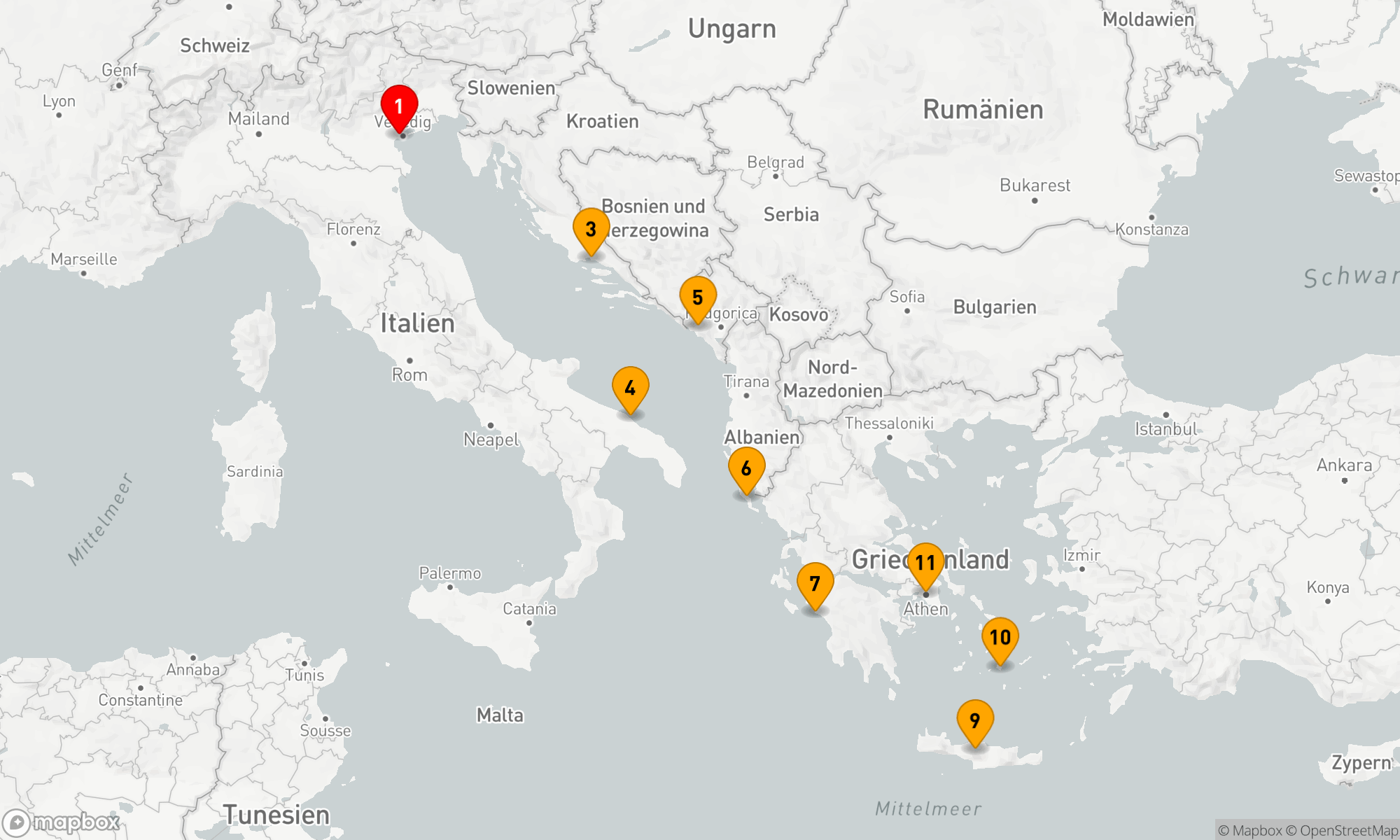 Route 10 Nächte - Dalmatiens Charme trifft auf griechische Gastfreundschaft (EUR2622)