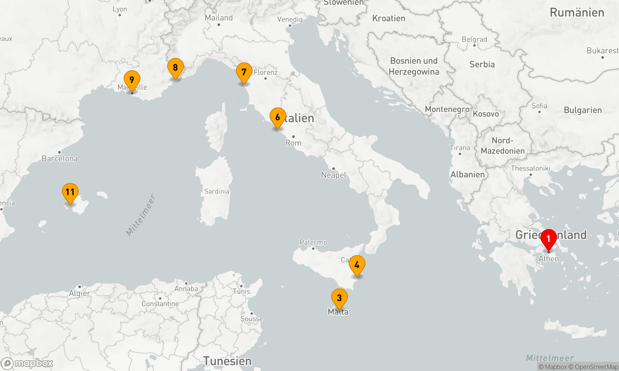 Route 10 Nächte - Sonniger Herbst im Mittelmeer (EUR2624)