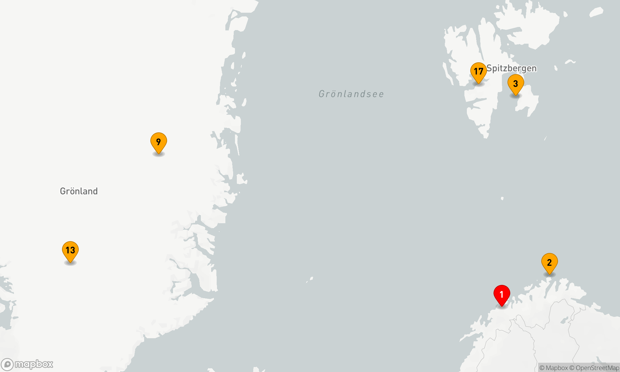 Route 16 Nächte - Expedition Spitzbergen-Umrundung und Nordostgrönland: Arktische Ikonen bei einem Gipfeltreffen (NAT2717)