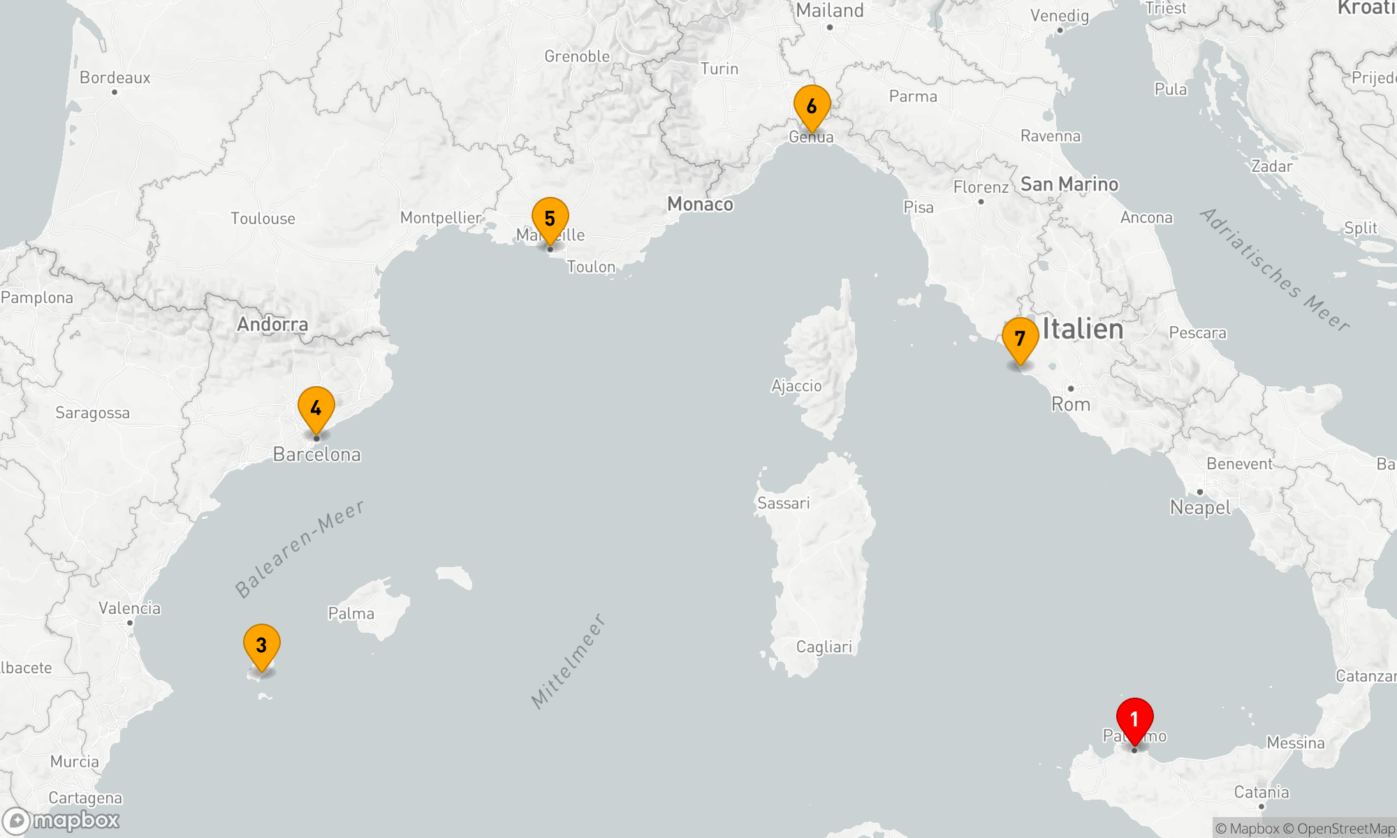 Route 7 Nächte - Mittelmeerzauber - Städte der Küste