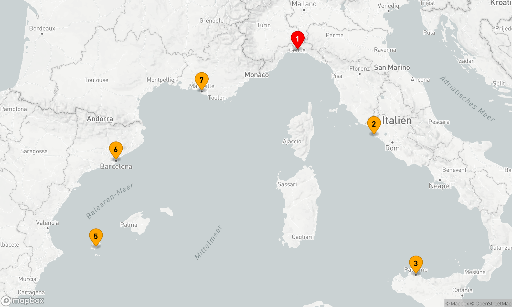 Route 7 Nächte - Mittelmeerzauber ab Genua