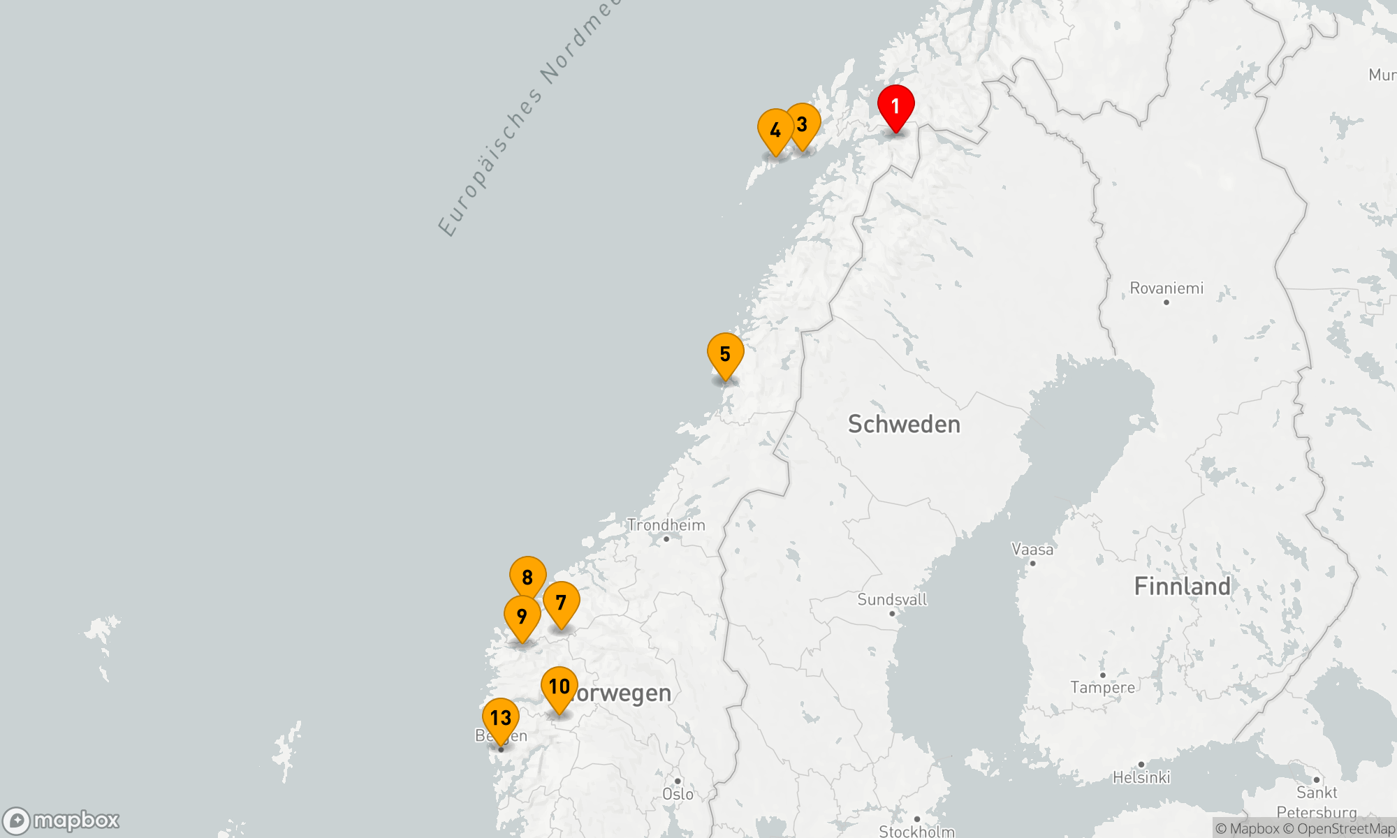 Route 13 Nächte - Herbstpracht von den Lofoten bis zu den norwegischen Fjorden