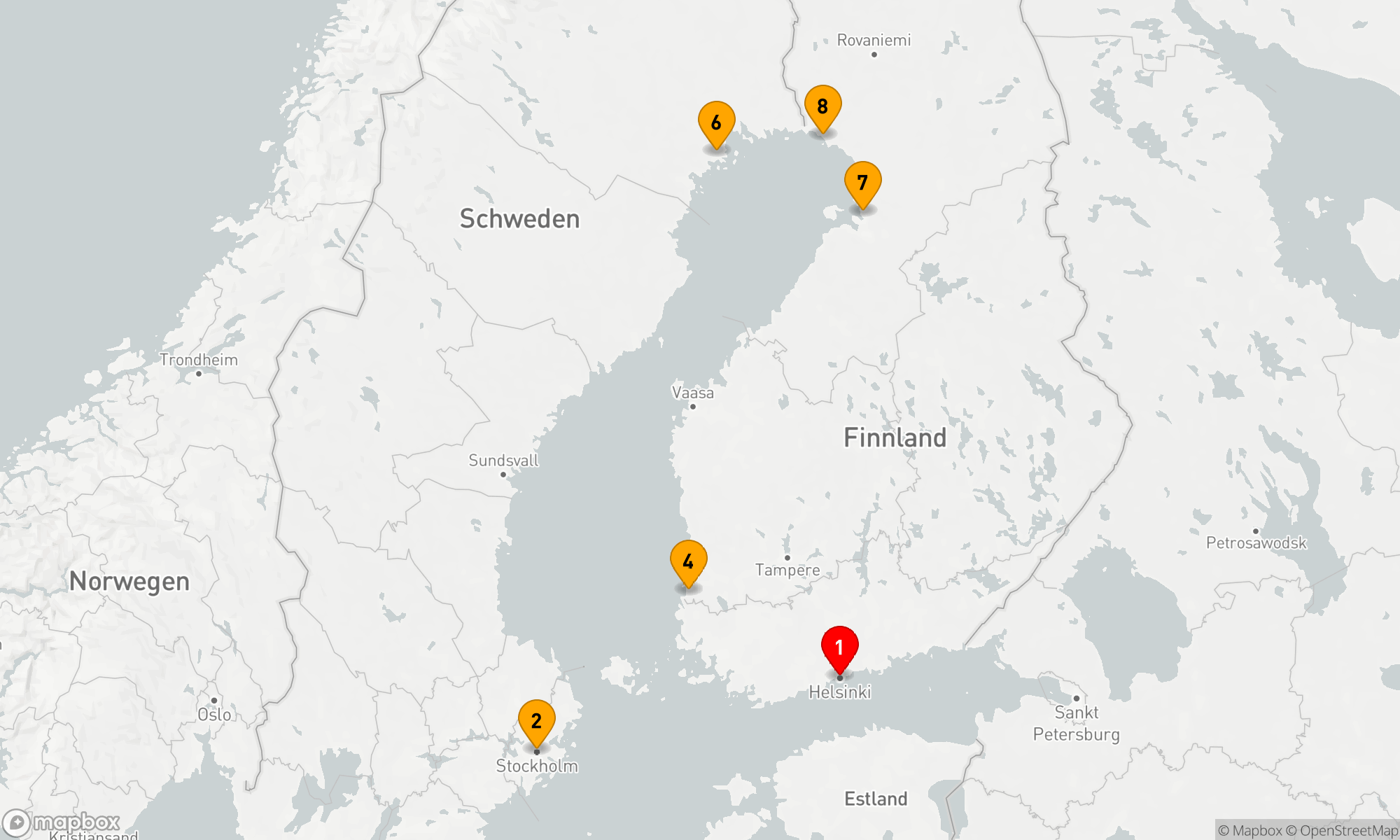 Route 8 Nächte - Abenteuer Bottnischer Meerbusen,  Kurs gen Norden