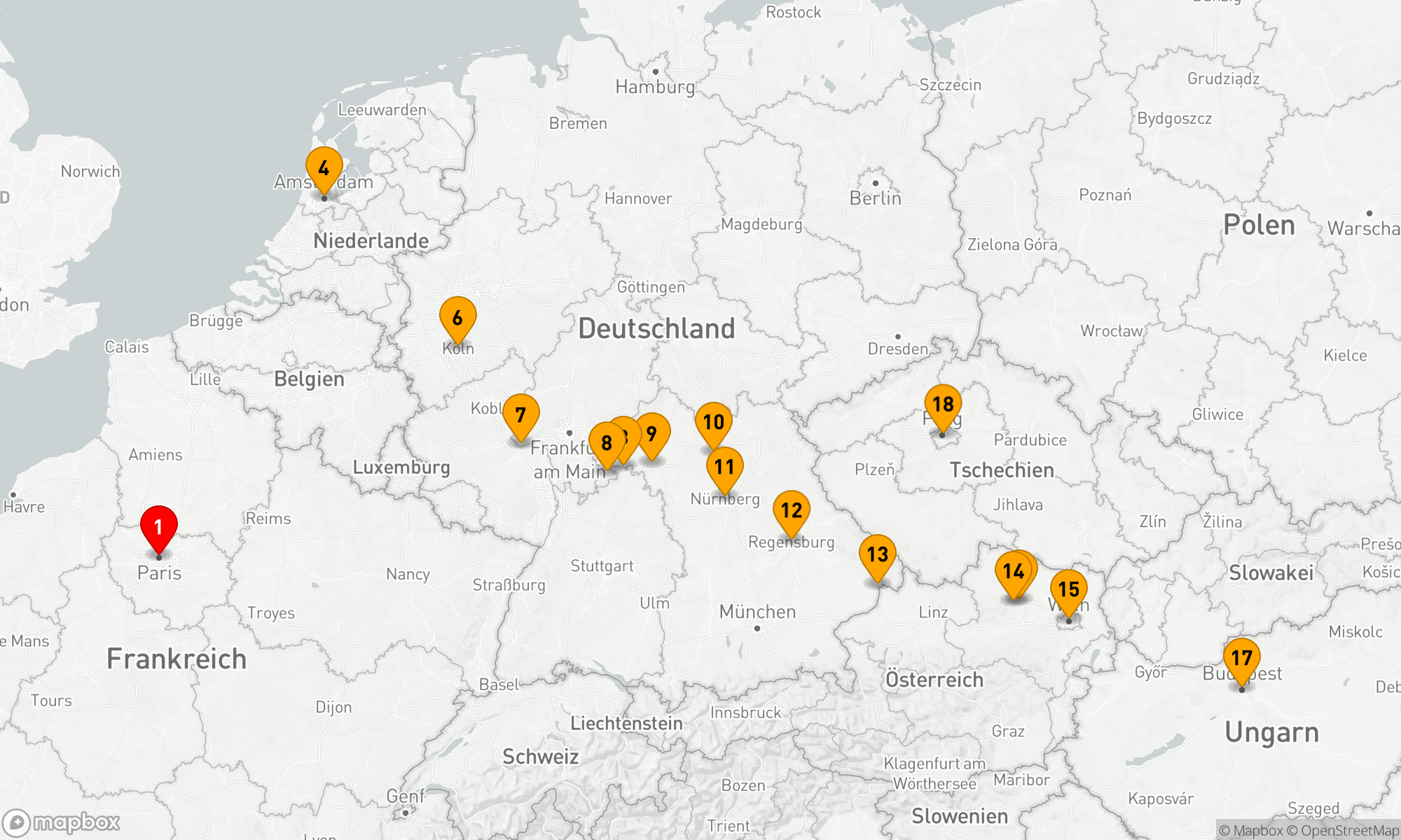 Route 20 Nächte - Weihnachtsmärkte mit Paris & Prag