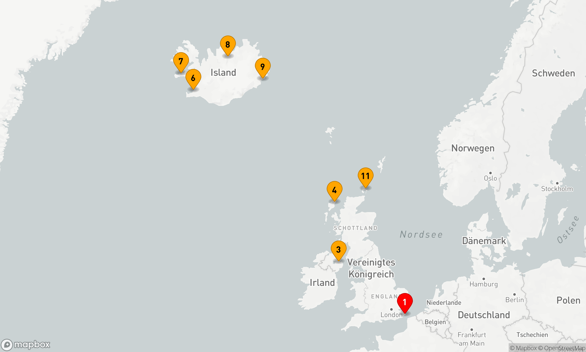 Route 12 Nächte - ISLAND & BRITISCHE INSELN