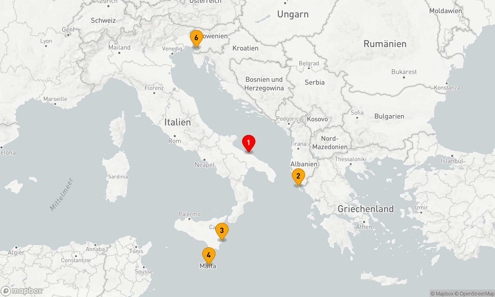 Route 6 Nächte - Mediterranes Abenteuer ab Bari