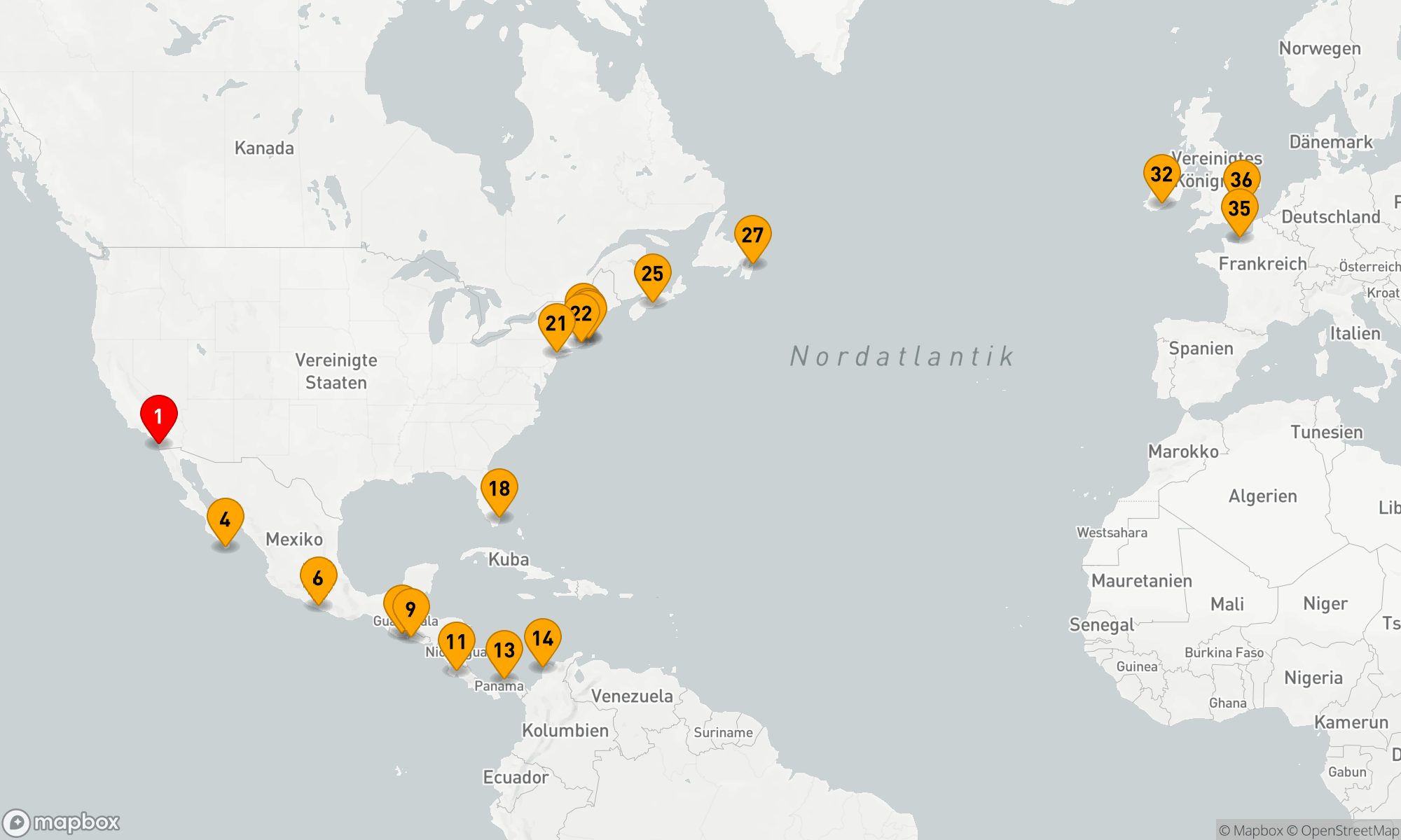 Route 35 Nächte - SAN DIEGO - LONDON GROSSE REISE
