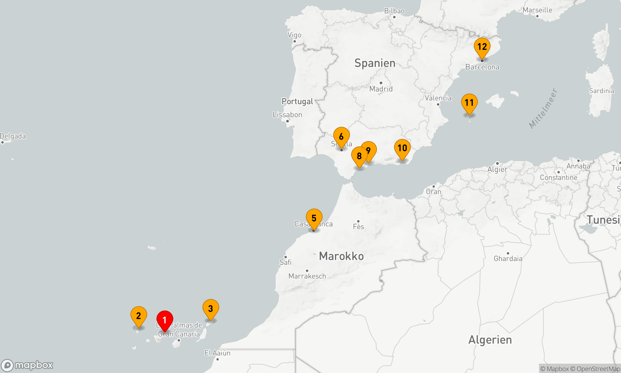 Route 11 Nächte - Kanarische Inseln,  Marokko & Südspanien