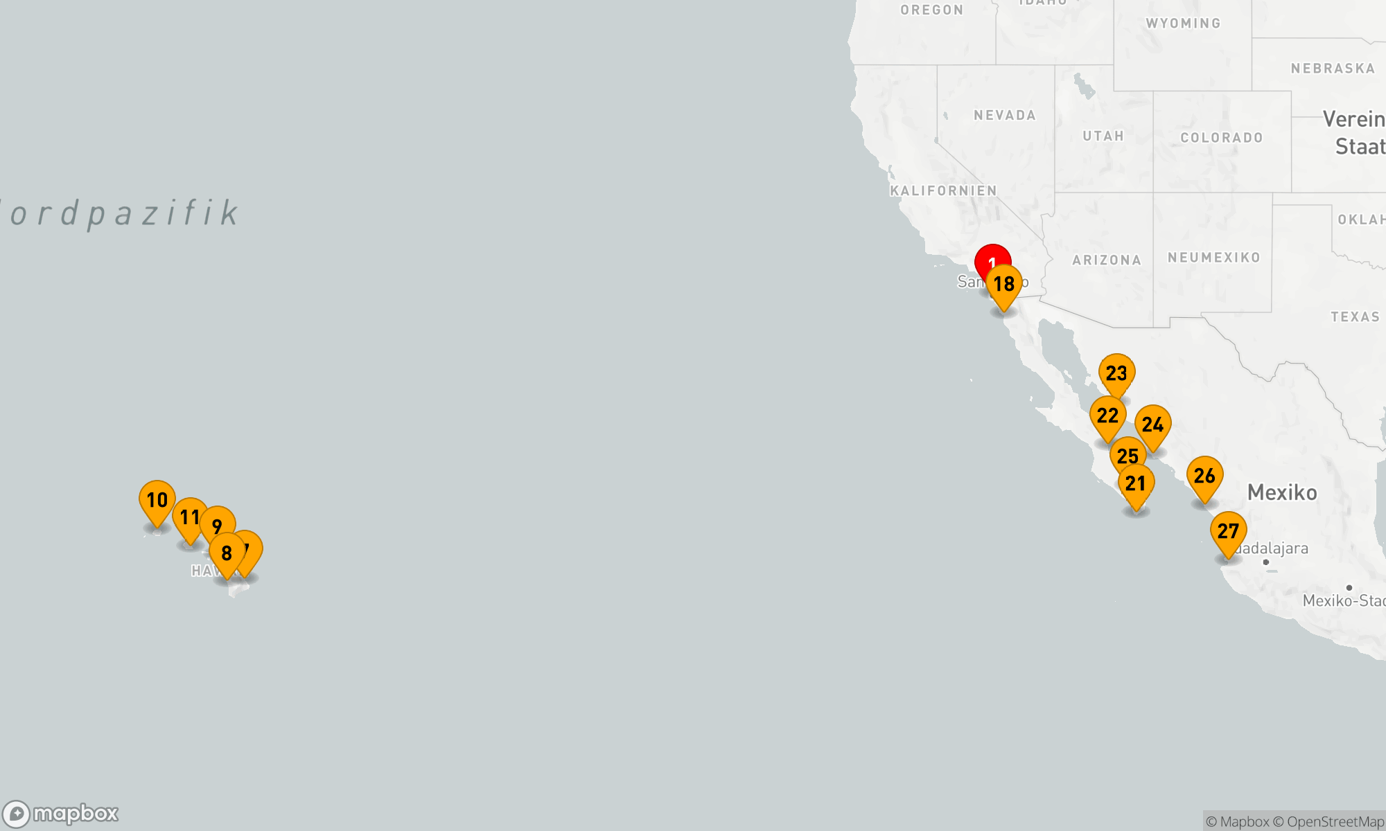 Route 30 Nächte - UMRUNDUNG HAWAII & MEER VON CORTEZ