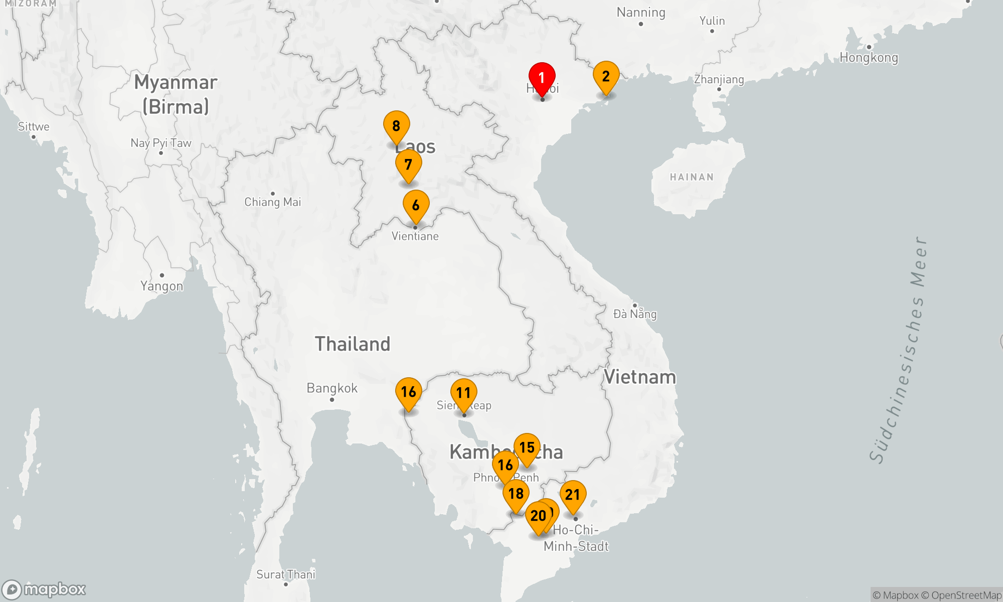 Route 22 Nächte - Indochina Explorer und Luxus-Mekong-Kreuzfahrt