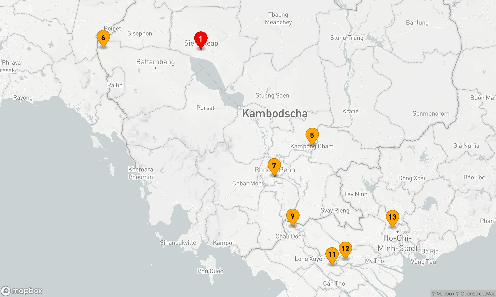 Route 12 Nächte - Tempelentdeckung und Mäandern entlang des Mekong Kreuzfahrt