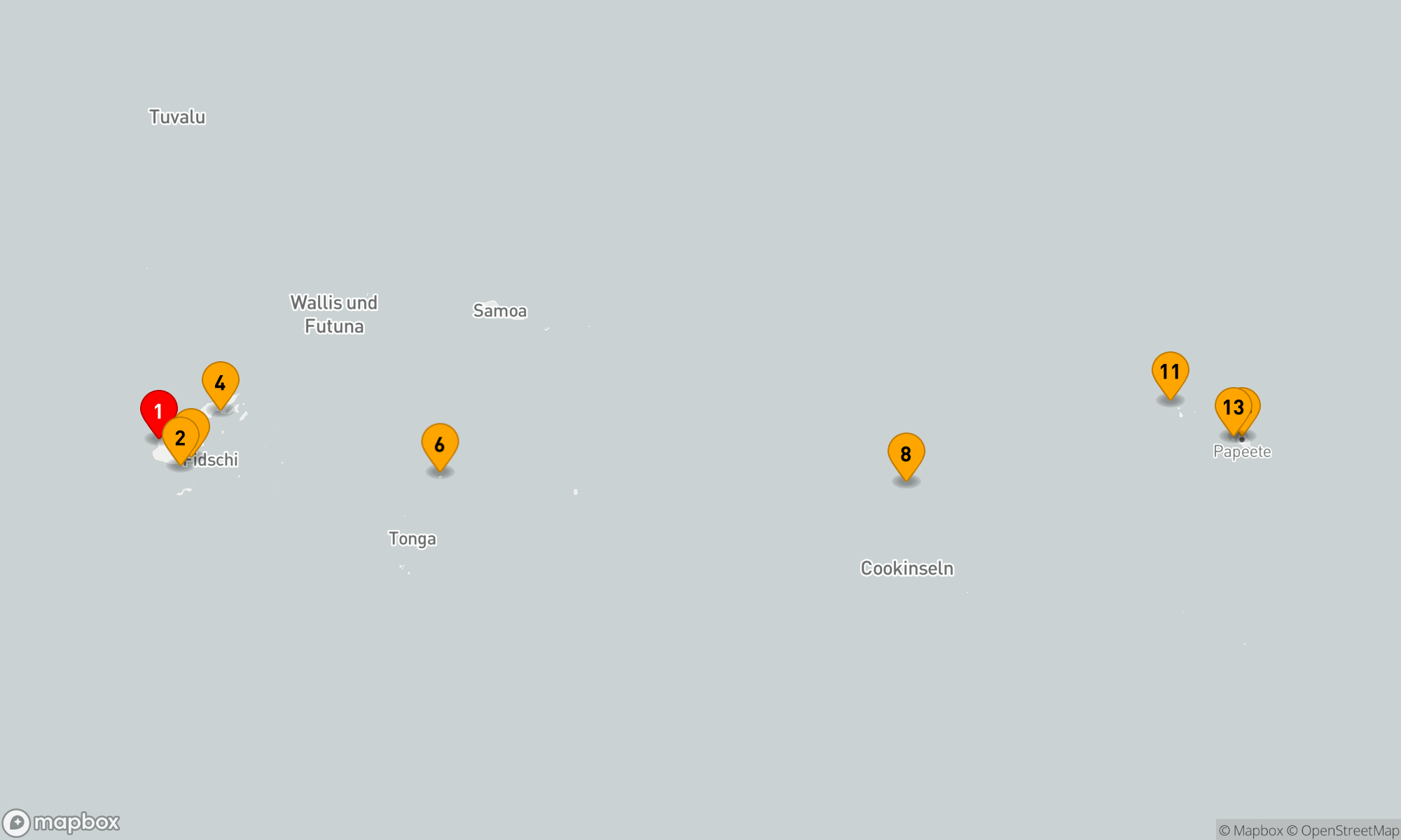 Route 13 Nächte - Fidschi,  Tonga,  Cook- und Gesellschaftsinseln