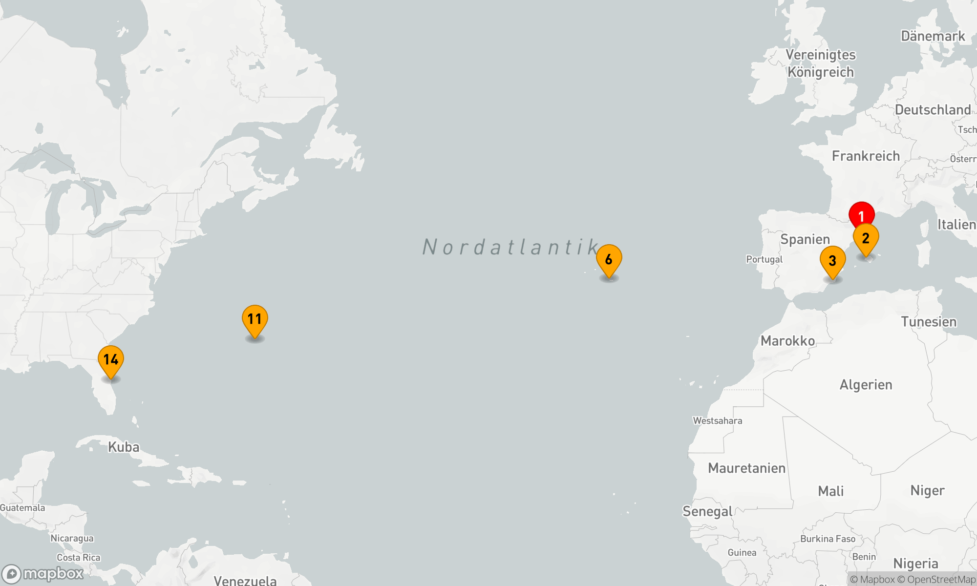 Route 13 Nächte - SPANIEN,  & BERMUDA TRANSATLANTIK