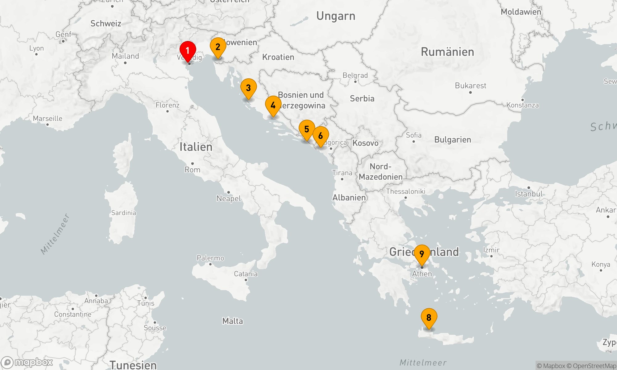 Route 9 Nächte - KROATIEN,  MONTENEGRO & GRIECHENLAND KREUZFAHRT: DUBROVNIK,  KOTOR & ATHEN
