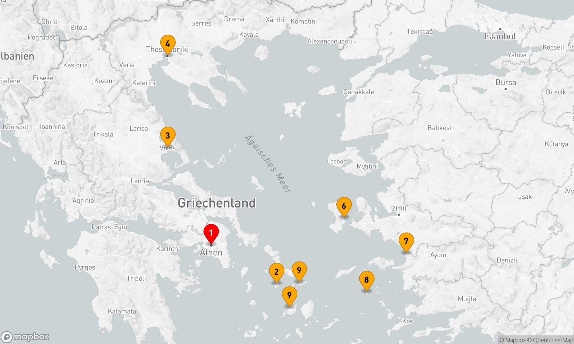 Route 10 Nächte - GRIECHENLAND INTENSIV-KREUZFAHRT: THESSALONIKI,  PATMOS & MYKONOS
