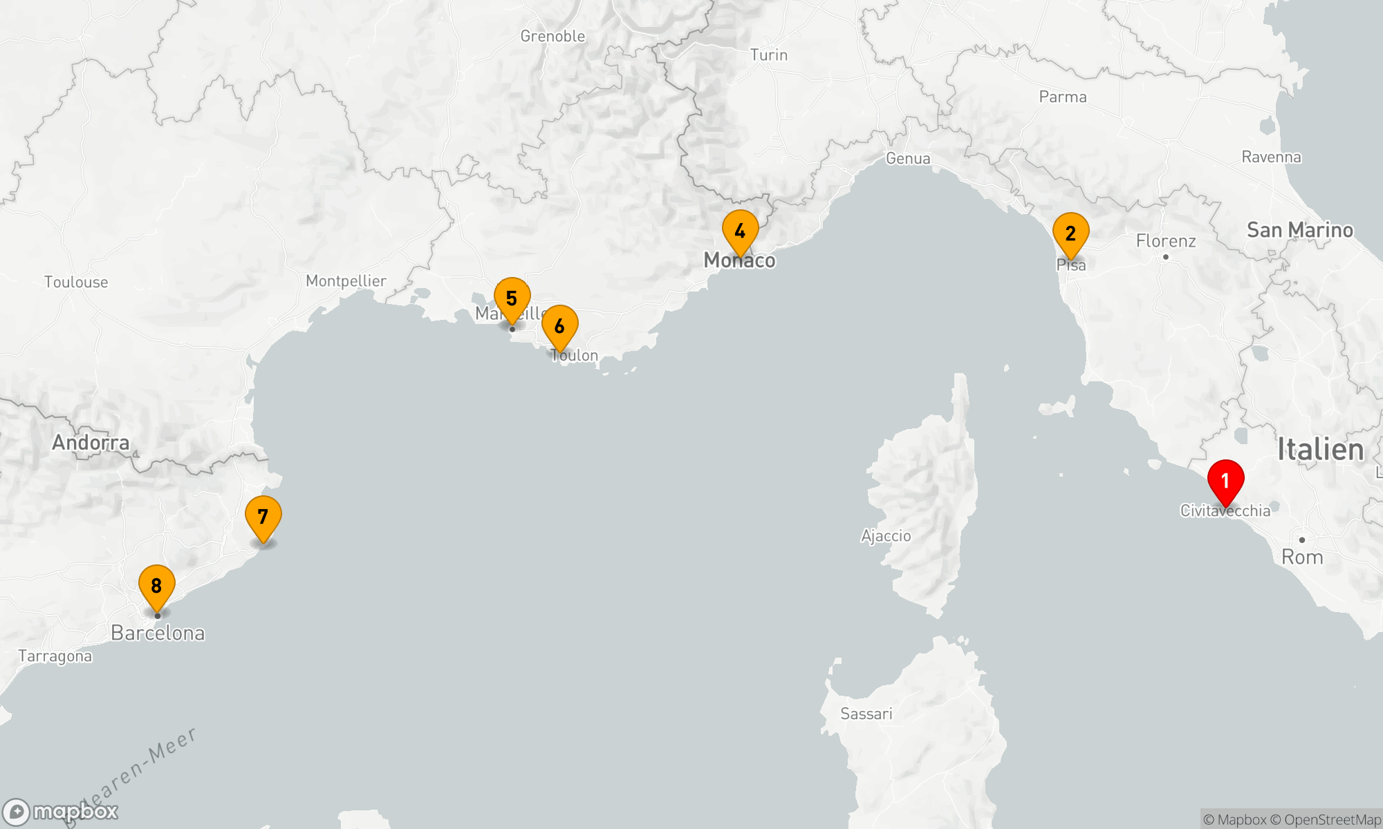 Route 7 Nächte - ITALIEN,  FRANKREICH & SPANIEN KREUZFAHRT: ROM,  FLORENZ & BARCELONA