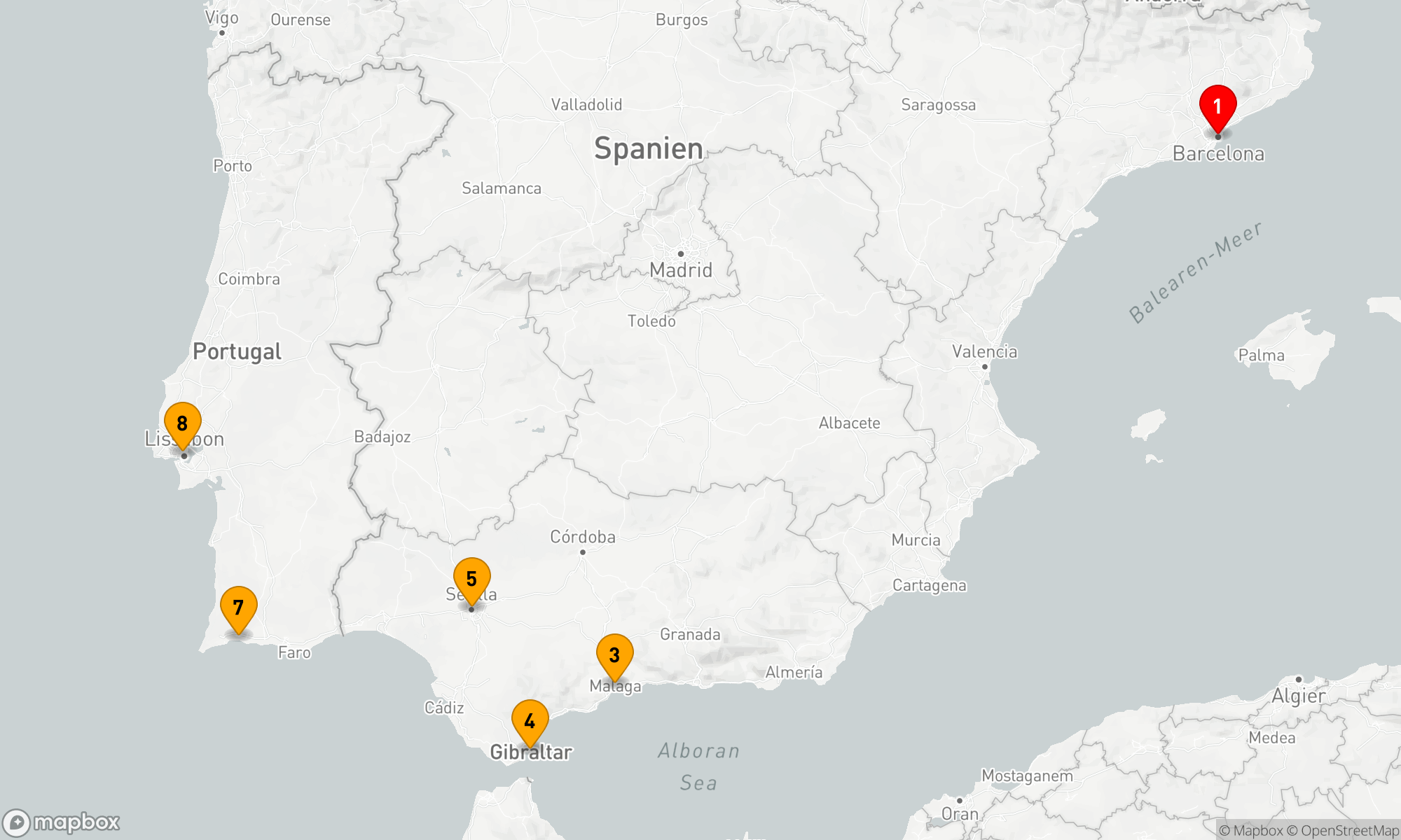 Route 7 Nächte - SPANIEN & PORTUGAL KREUZFAHRT: BARCELONA,  SEVILLA & LISSABON