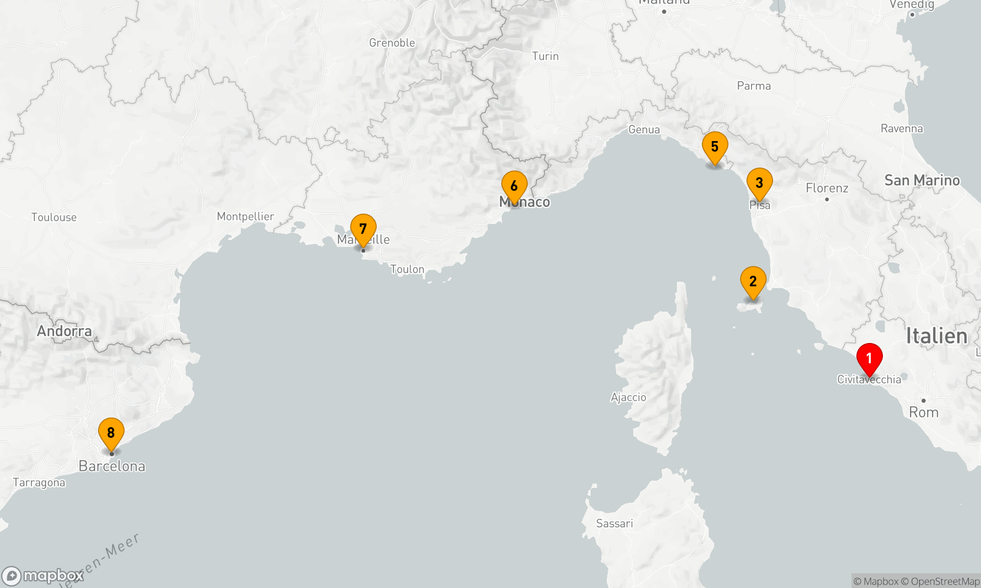 Route 7 Nächte - ITALIEN,  FRANKREICH & SPANIEN KREUZFAHRT: FLORENZ,  NIZZA & BARCELONA