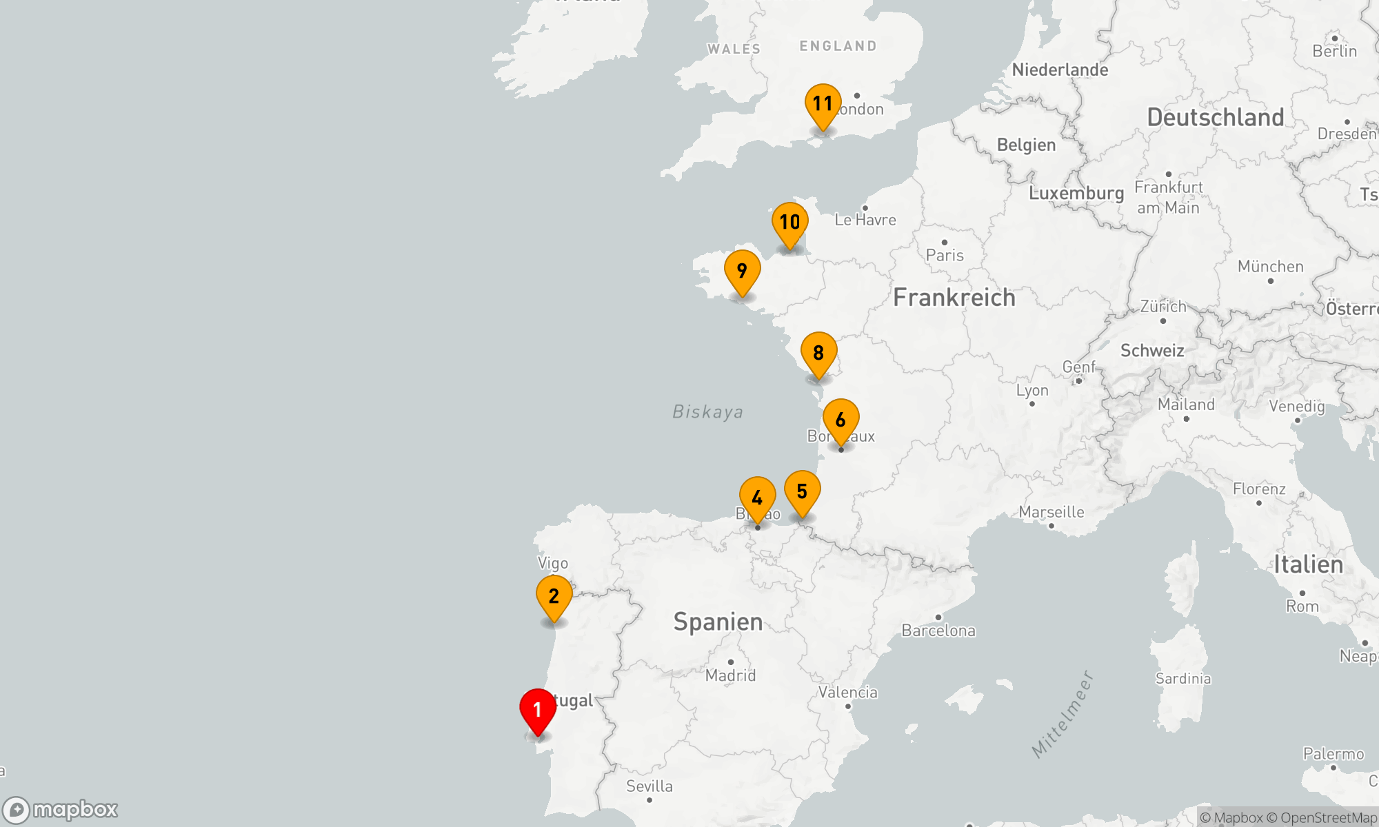 Route 10 Nächte - PORTUGAL,  SPANIEN & FRANKREICH KREUZFAHRT: PORTO,  BILBAO & BORDEAUX