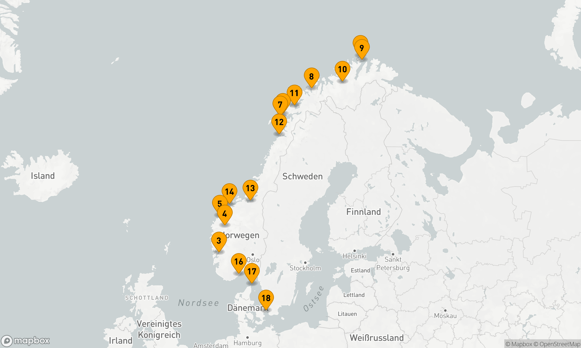 Route 17 Nächte - NORWEGEN INTENSIV KREUZFAHRT: OLDEN,  NORDKAP & TRONDHEIM