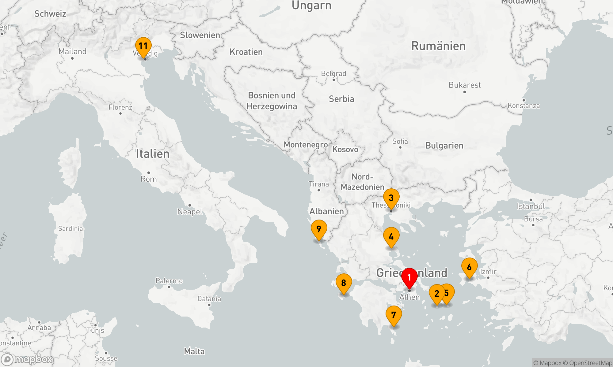 Route 10 Nächte - GRIECHENLAND INTENSIV-KREUZFAHRT: THESSALONIKI,  MYKONOS & KORFU