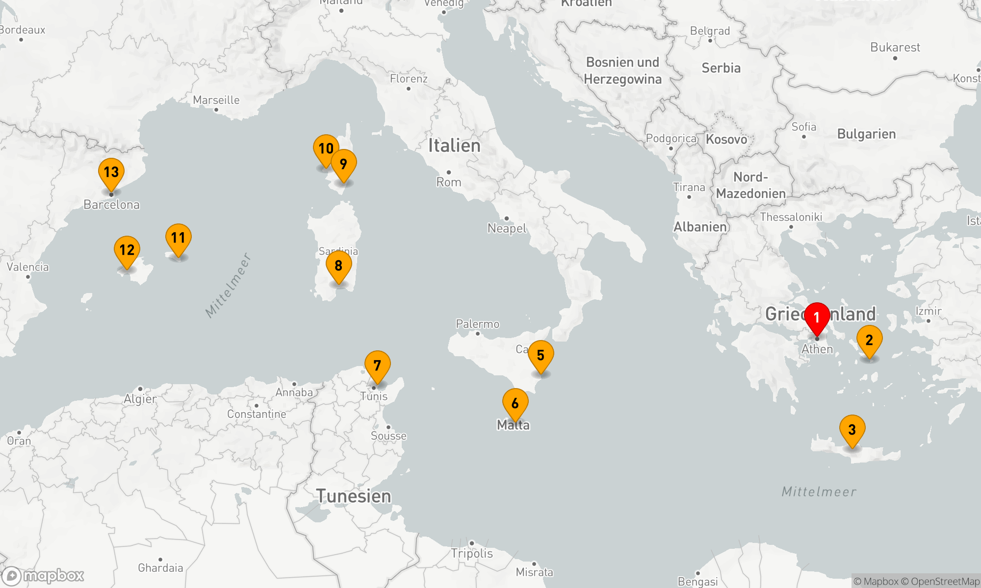 Route 12 Nächte - BEST OF THE MEDITERRANEAN CRUISE: KRETA,  SIZILIEN,  KORSIKA & MALLORCA