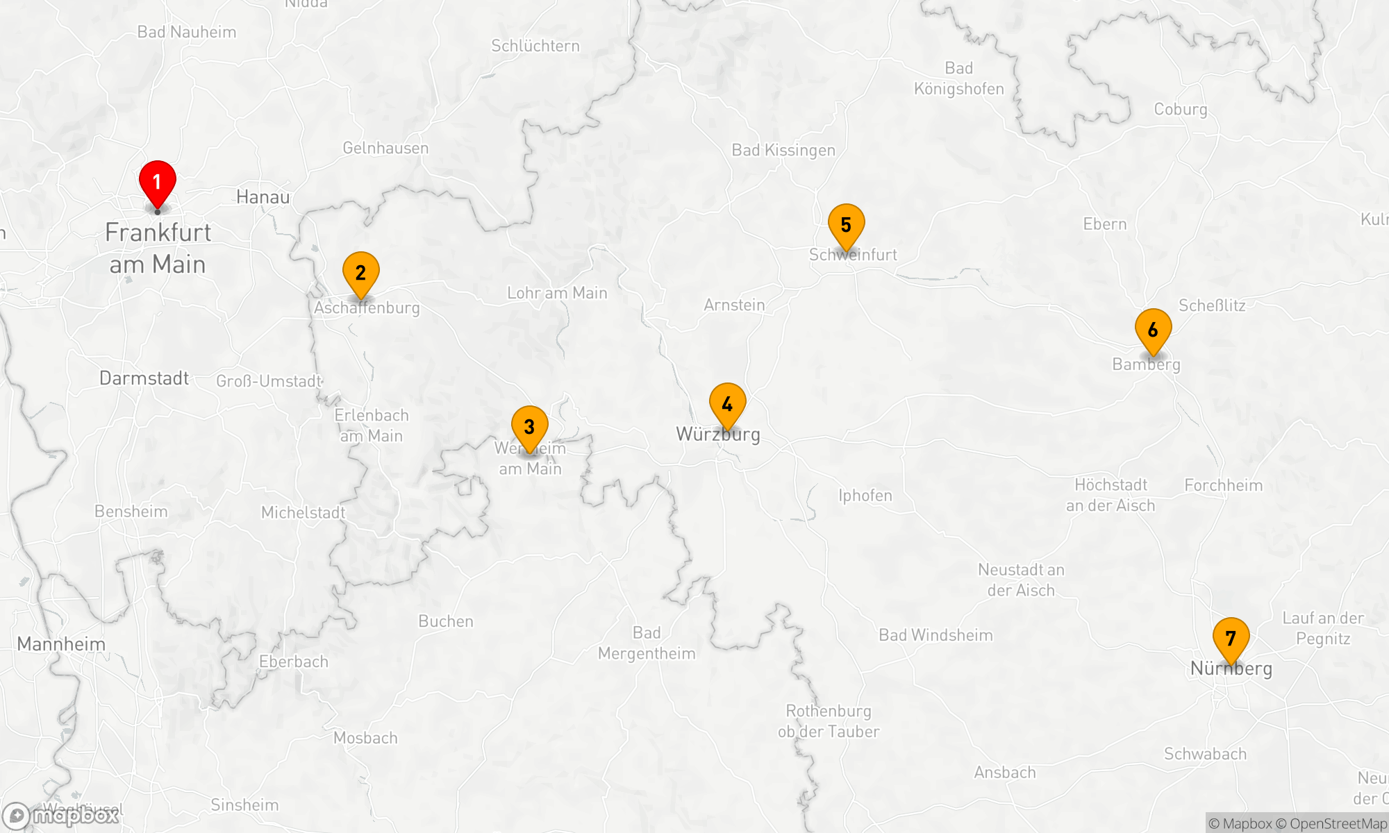 Route 7 Nächte - Kurs Main Erlebnis Frankfurt - Nürnberg