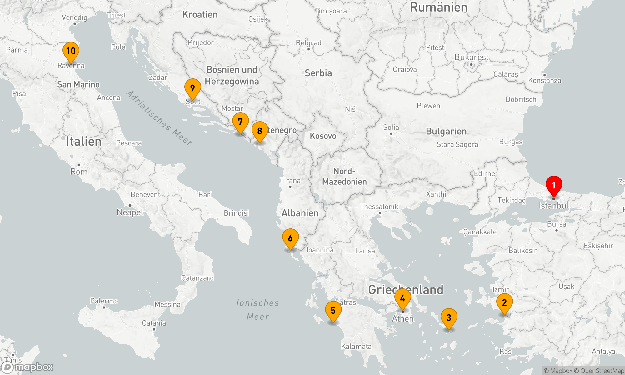 Route 9 Nächte - Von der Metropole zum Mittelmeerjuwel