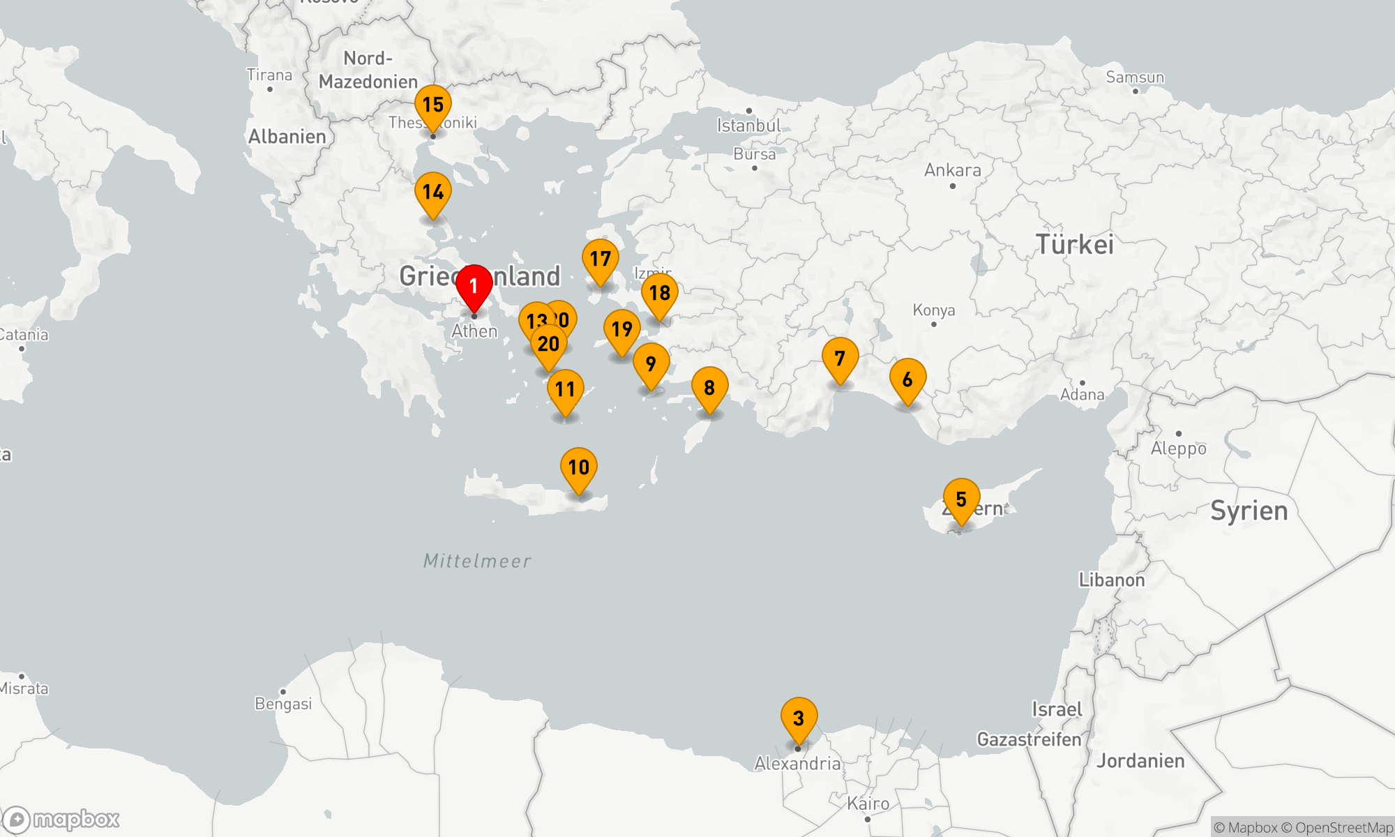 Route 21 Nächte - GRIECHENLAND INTENSIV KREUZFAHRT: RHODOS,  THESSALONIKI & MYKONOS