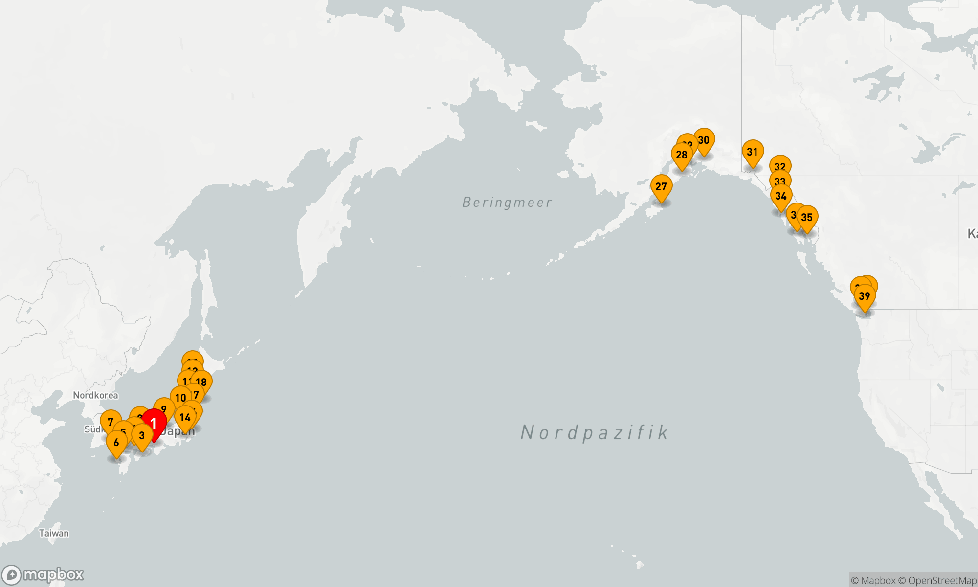 Route 39 Nächte - KOBE NACH VANCOUVER TRANSPAZIFISCHE GROSSE REISE